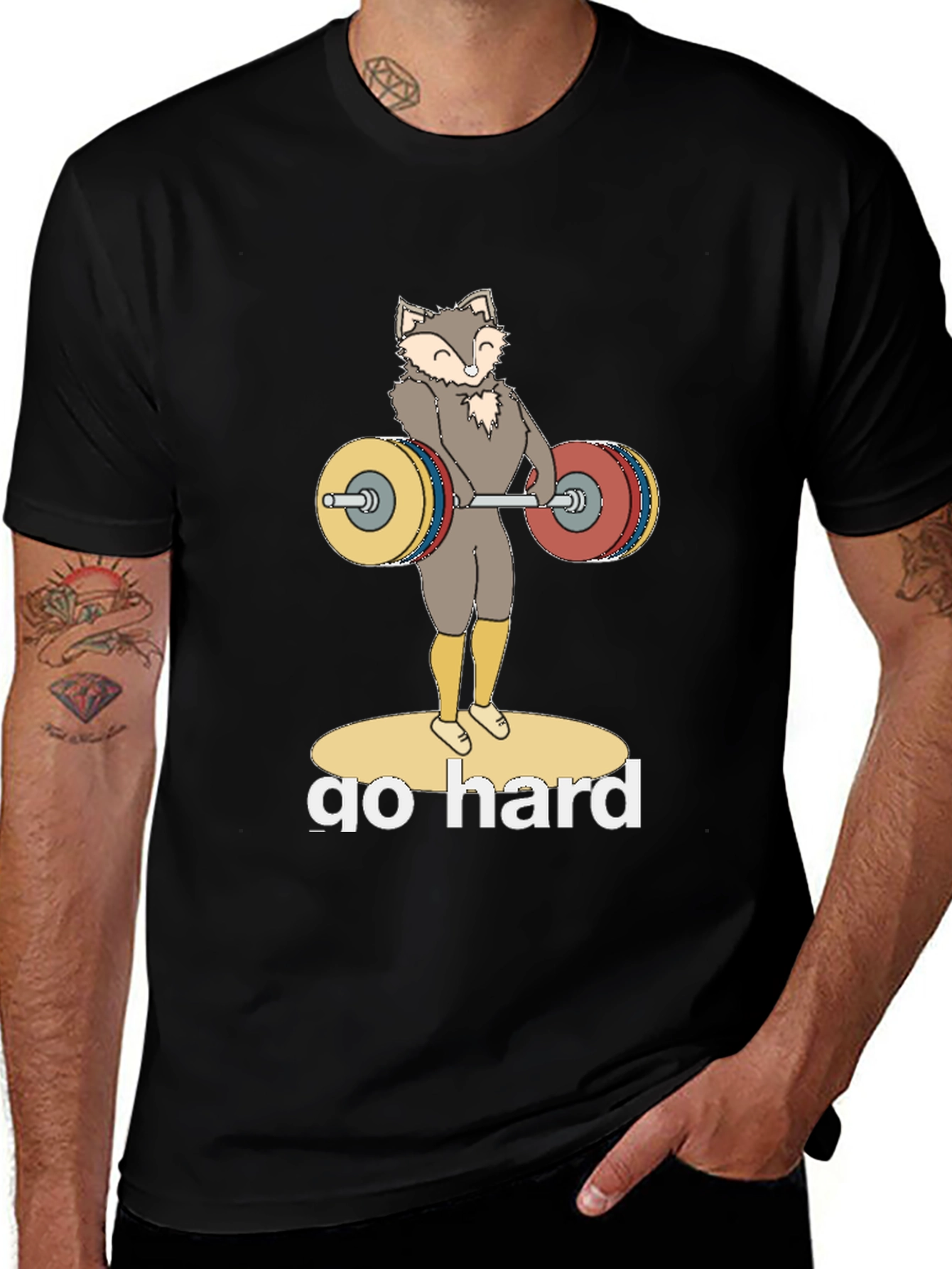 Variant 11 of Go Hard Wolf Weightlifting Black Tee