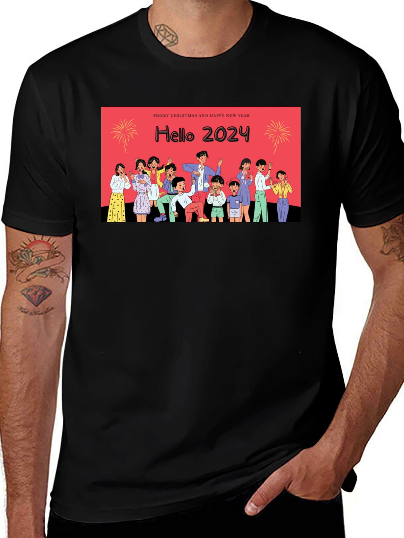 Variant 21 of Hello 2024 T-Shirt: Merry Christmas & Happy New Year