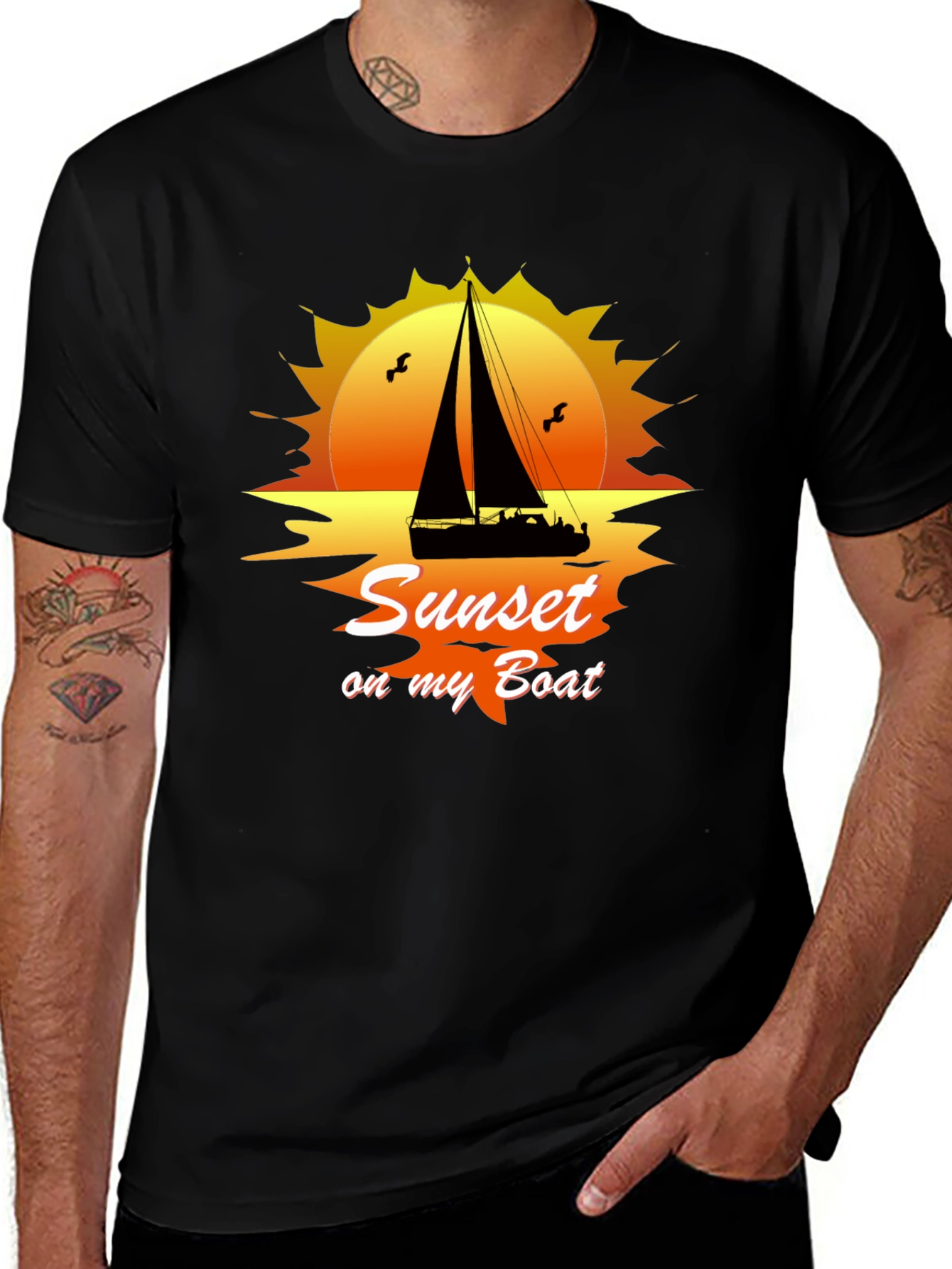 Variant 30 of Sunset On My Boat Graphic T-Shirt