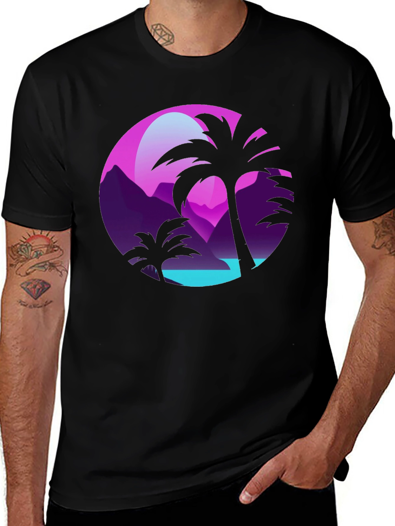 Variant 11 of Synthwave Palm Tree Graphic T-Shirt