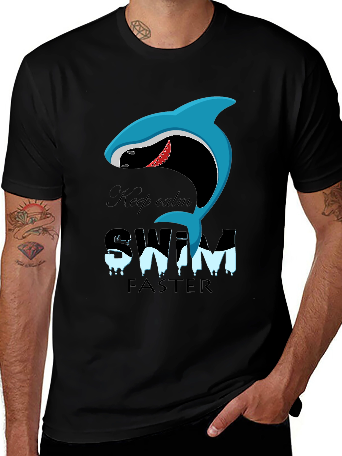 Variant 15 of Keep Calm Shark T-Shirt: Swim Faster!