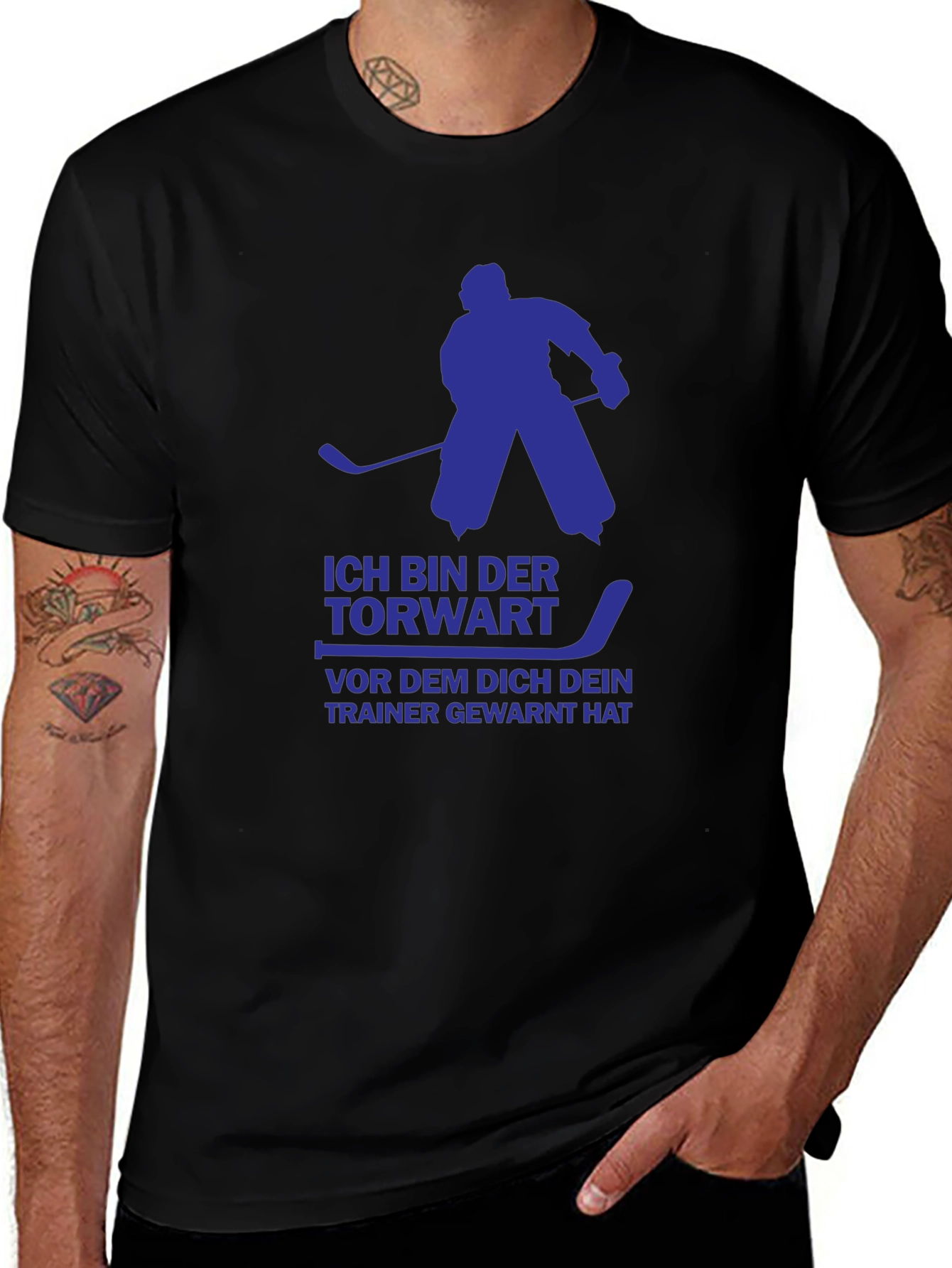 Variant 14 of Hockey Goalie Graphic T-Shirt - German Text Design