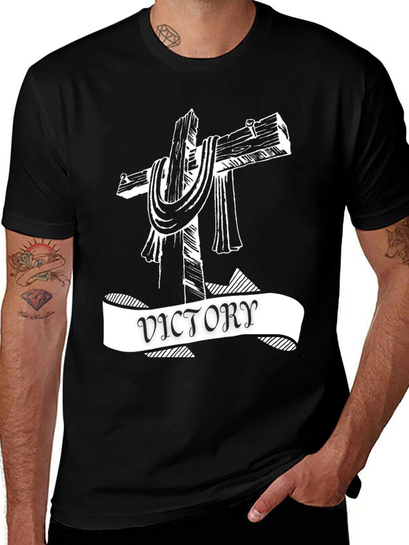 Victory Cross Graphic Tee - Black