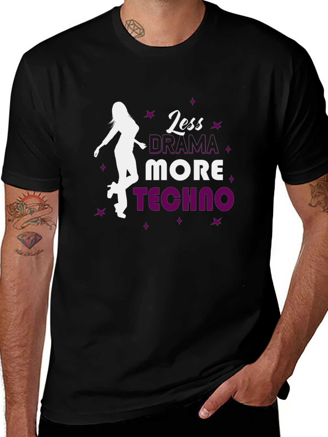 Variant 3 of Less Drama More Techno Graphic Tee - DJ Music Shirt