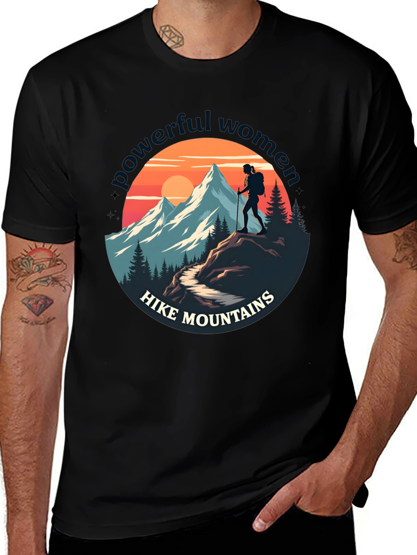 Variant 3 of Powerful Women Hike Mountains Graphic Tee