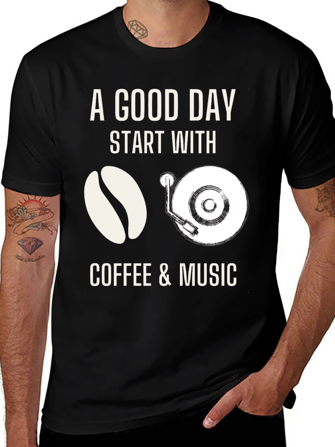 Variant 10 of Coffee & Music T-Shirt: A Good Day Start