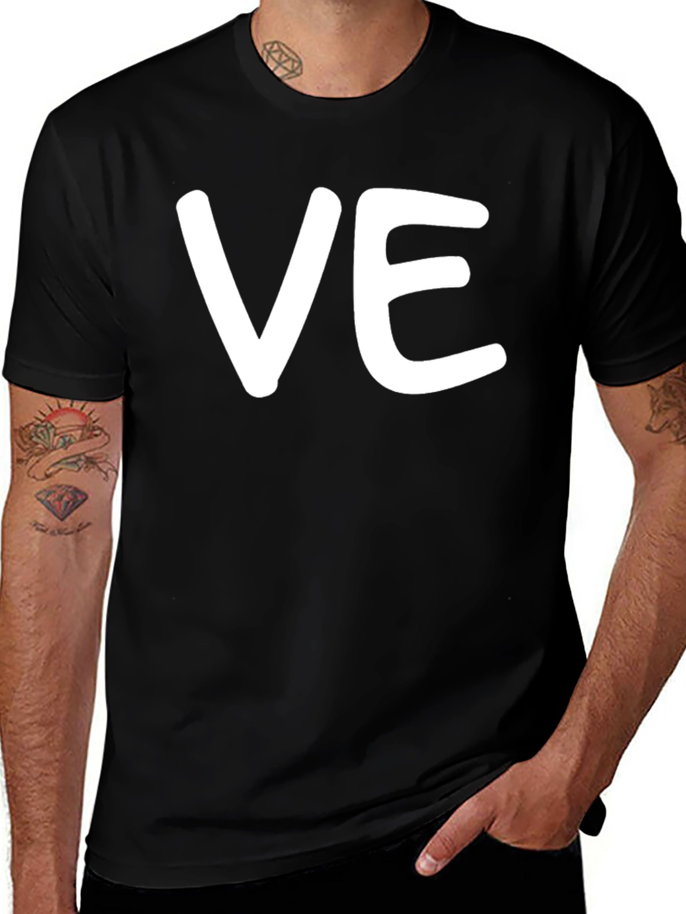 Variant 11 of VE Graphic Print Black Cotton T-Shirt