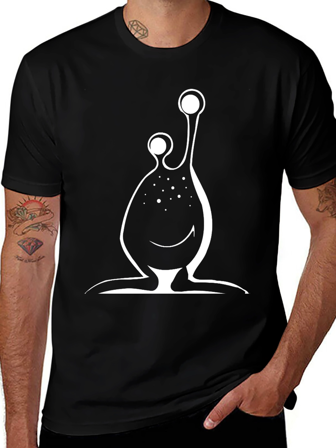 Variant 30 of Men's Black T-Shirt with Alien Design