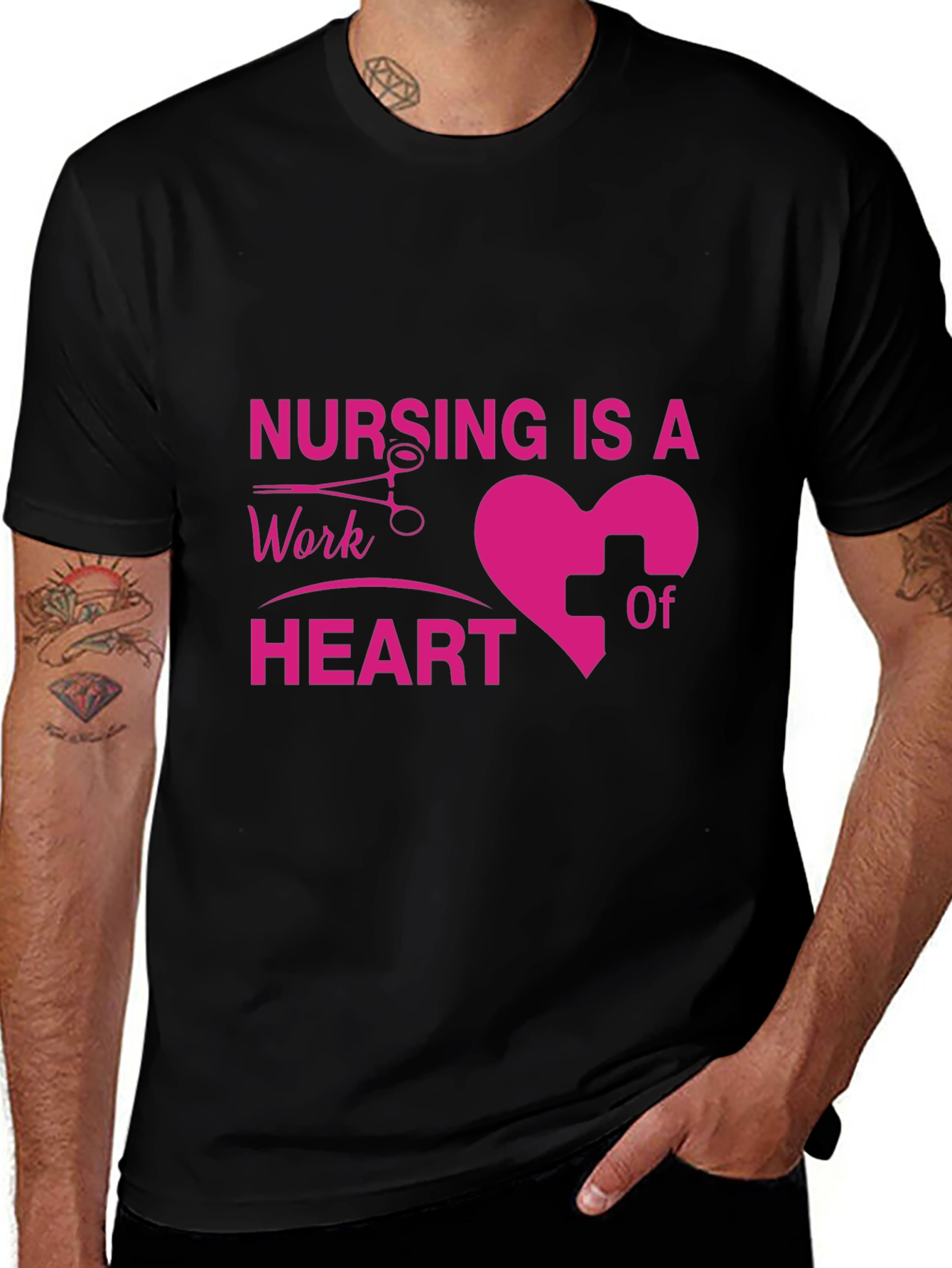 Variant 24 of Nursing is a Work of Heart Black T-Shirt