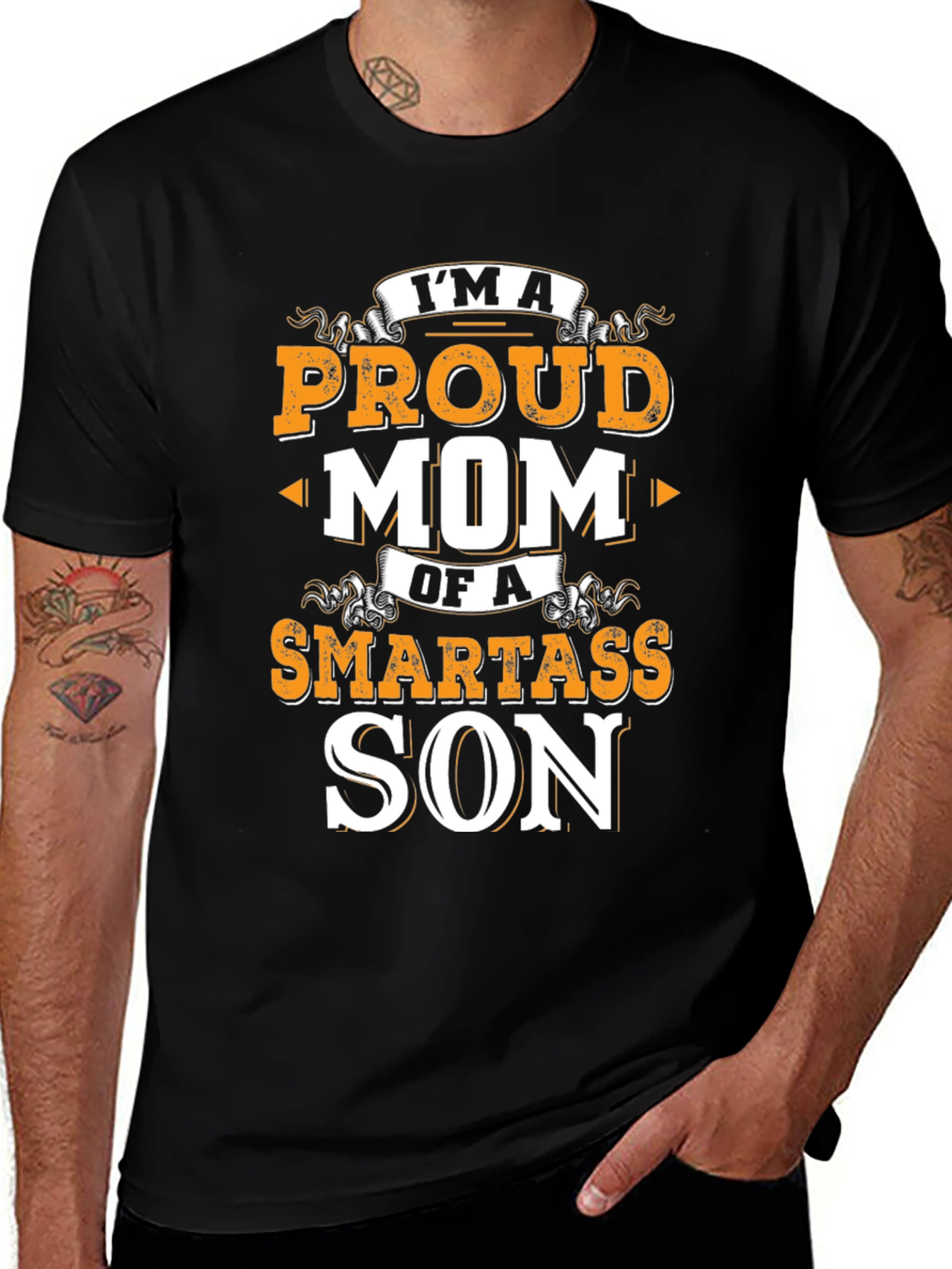 Variant 12 of Proud Mom Smartass Son Black T-Shirt