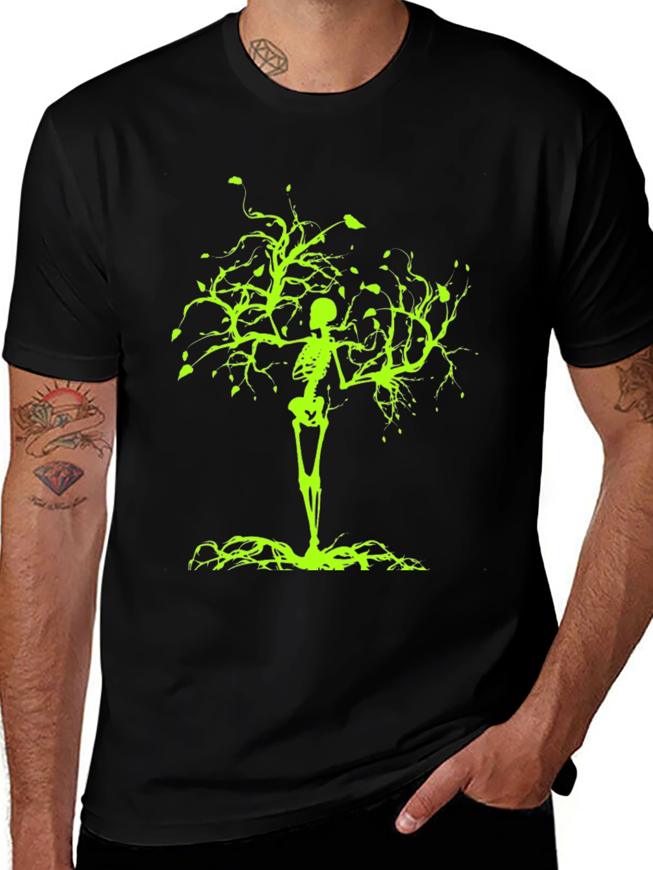 Variant 25 of Skeleton Tree Graphic Tee - Black T-Shirt