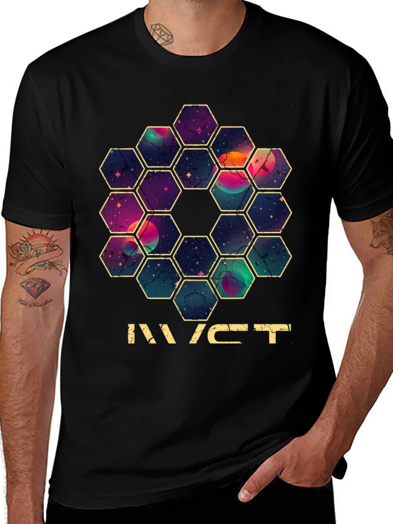 JWST Hexagon Mirror T-Shirt - Space Telescope Design