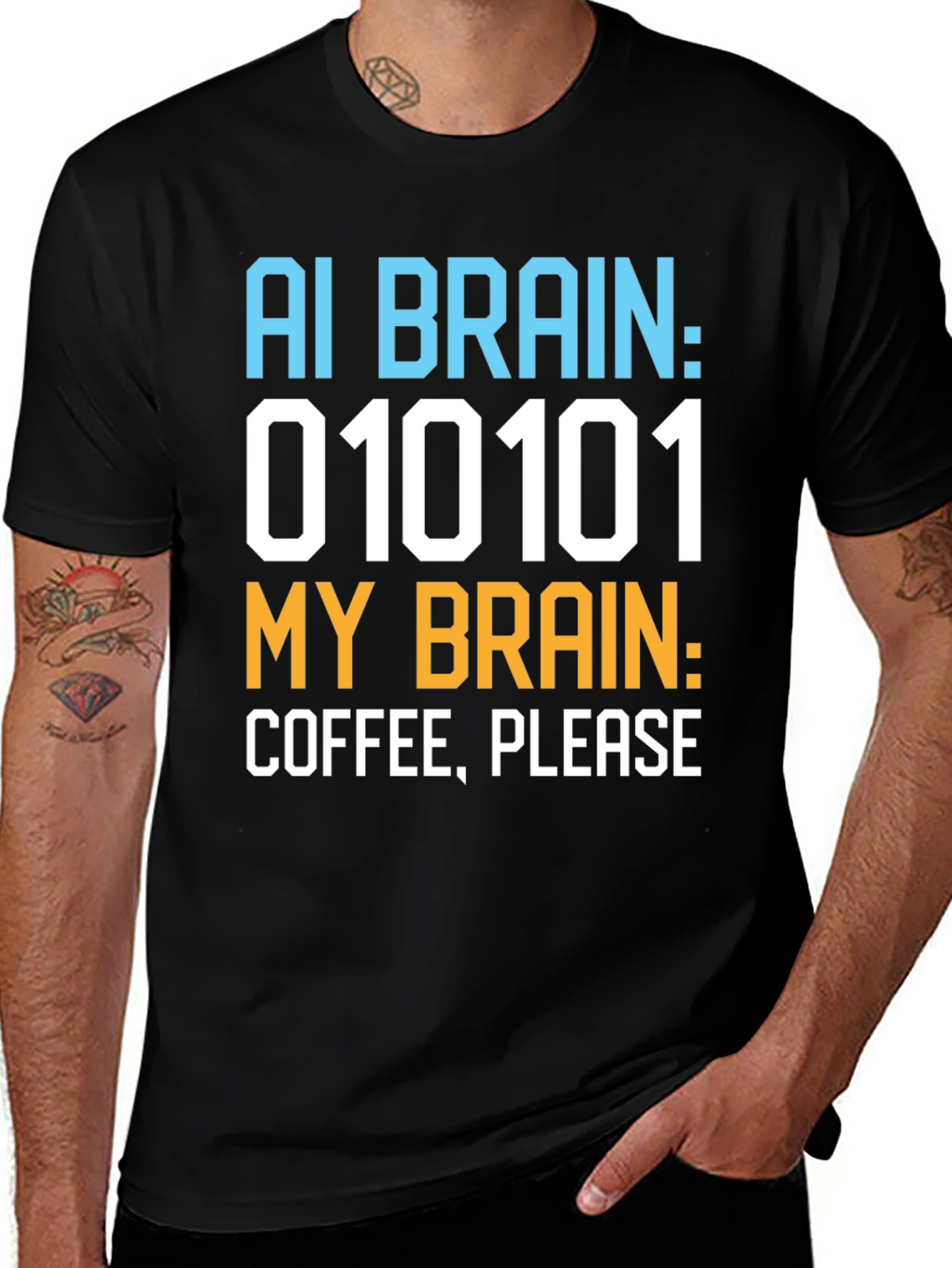 AI Brain Coffee Please Graphic T-Shirt