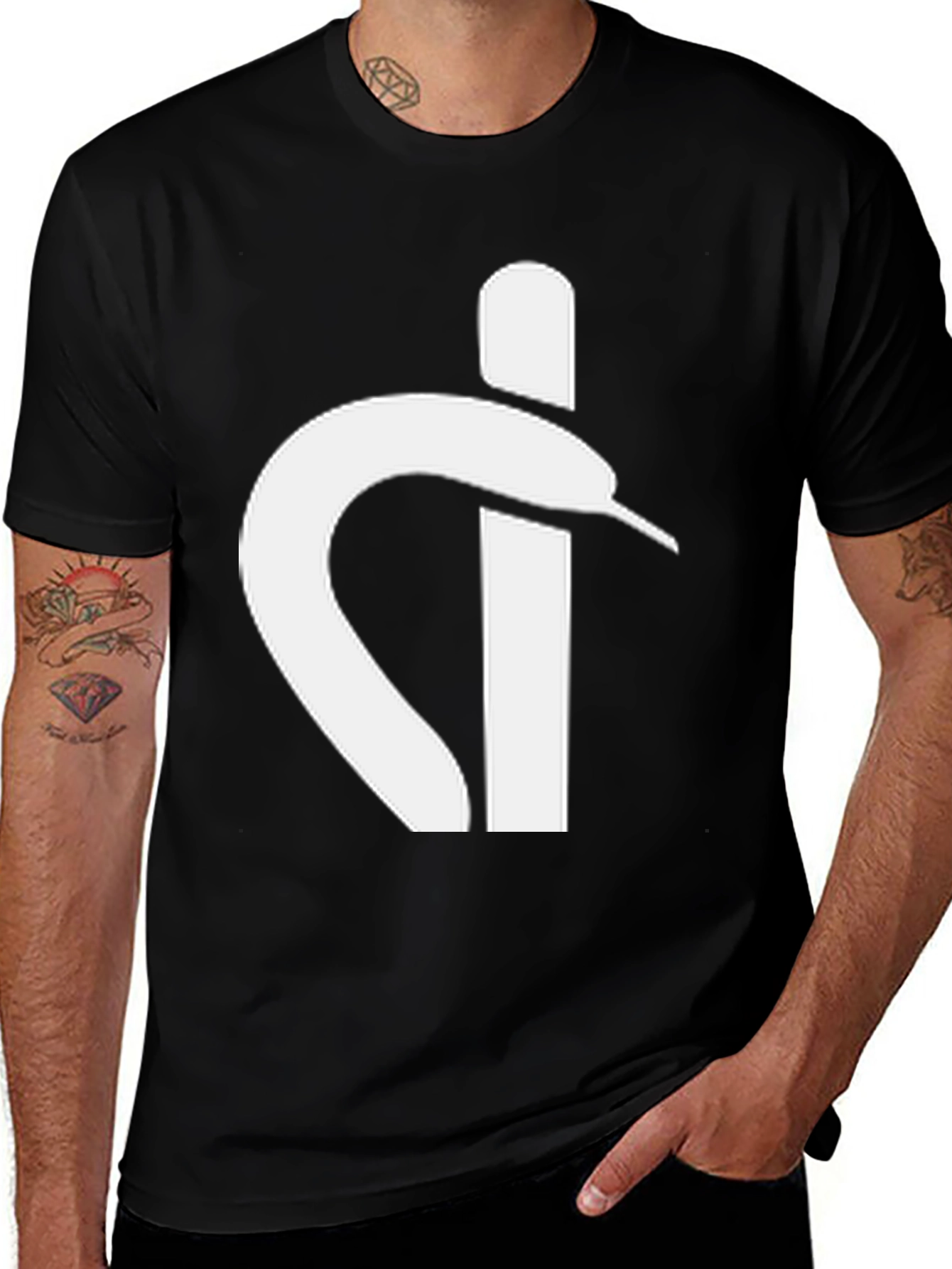 Variant 4 of Modern Snake T-Shirt - Black Cotton Blend
