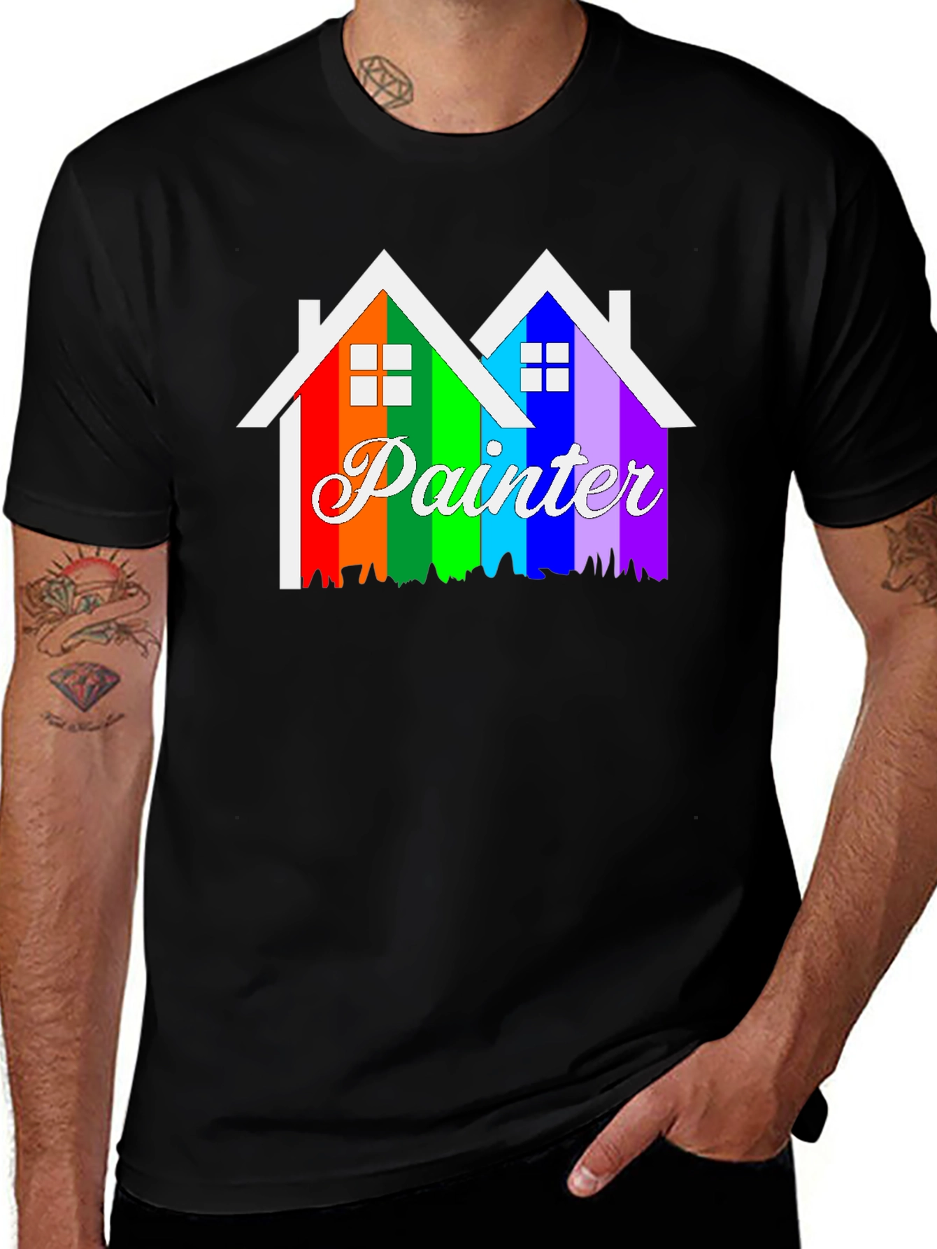 Variant 4 of Rainbow Painter House Graphic T-Shirt