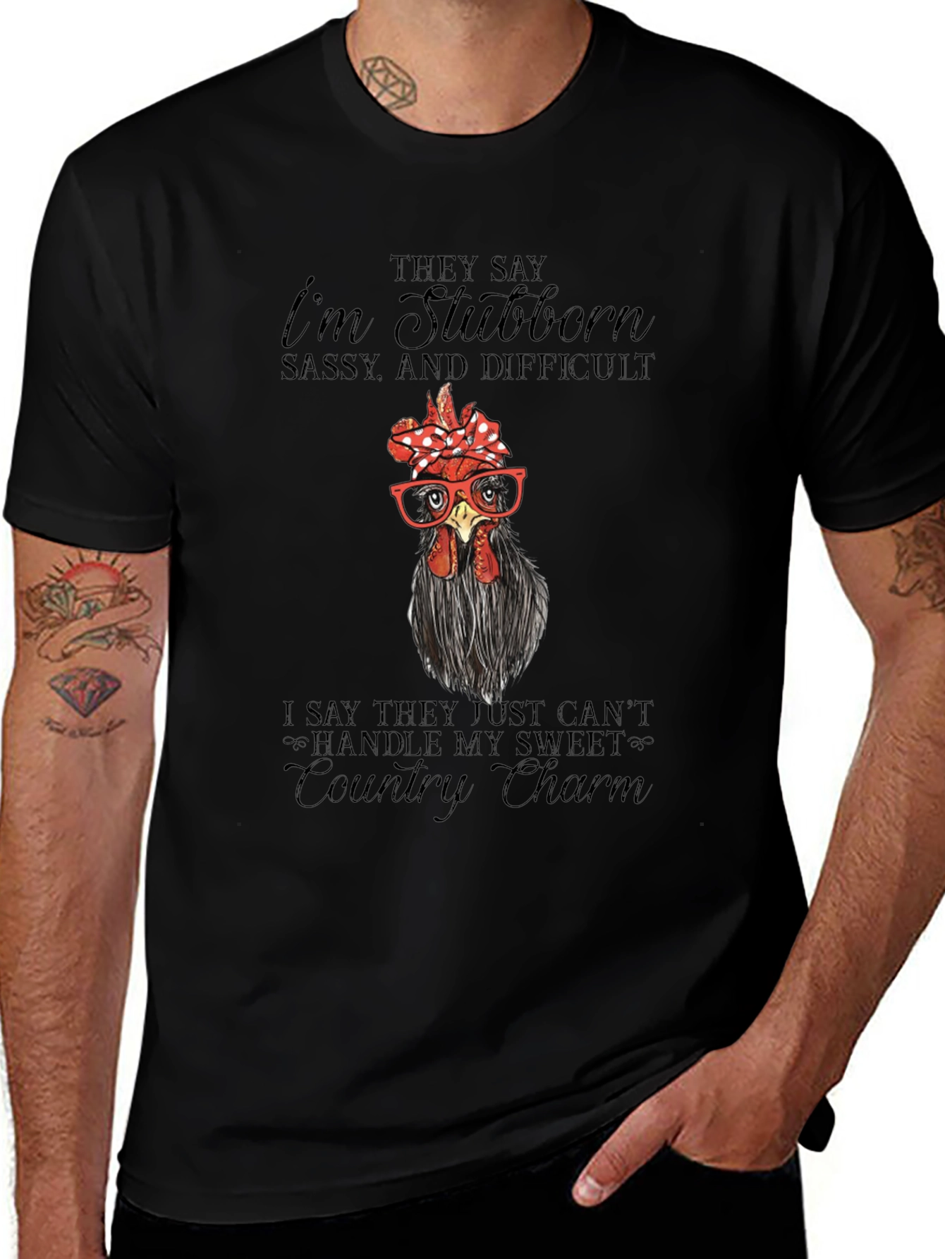 Variant 23 of Stubborn Chicken Graphic Tee - Country Charm