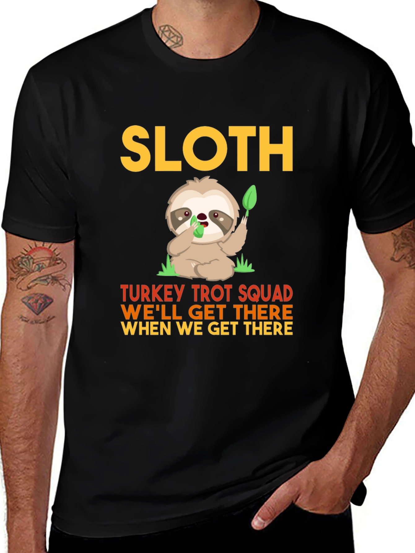 Variant 2 of Sloth Turkey Trot Squad T-Shirt - Funny Thanksgiving Tee