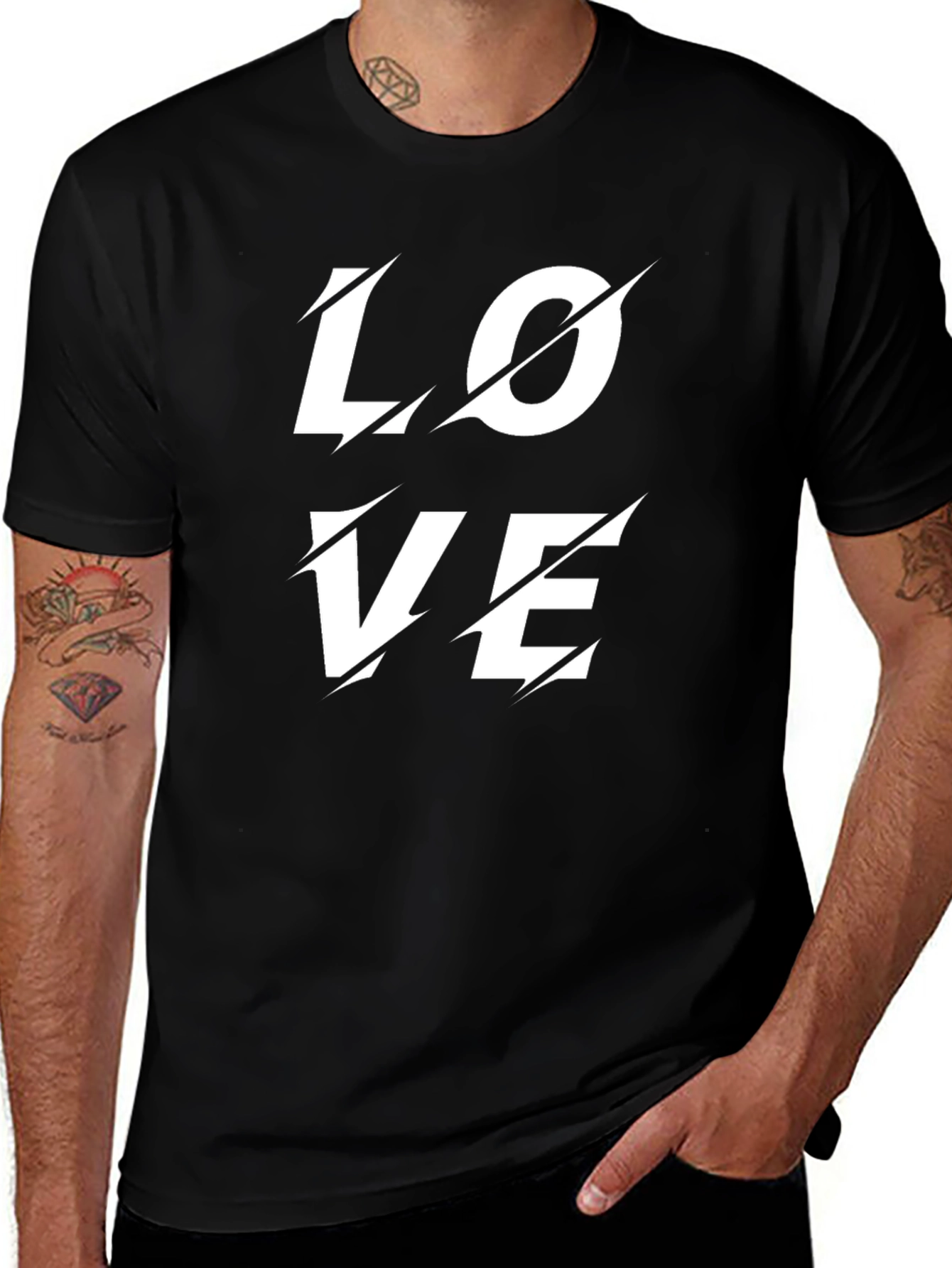 Variant 17 of Edgy Love T-Shirt - Black Cotton Graphic Tee