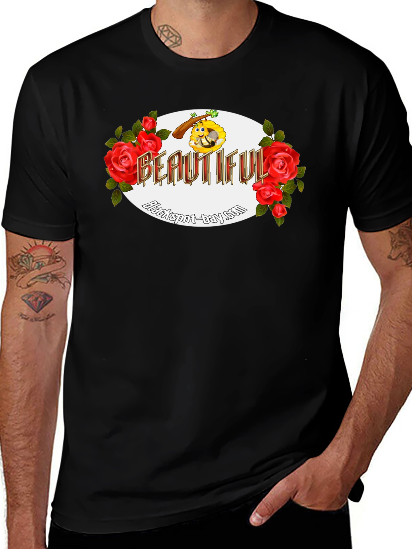 Variant 15 of Beautiful Rose & Bee Graphic T-Shirt