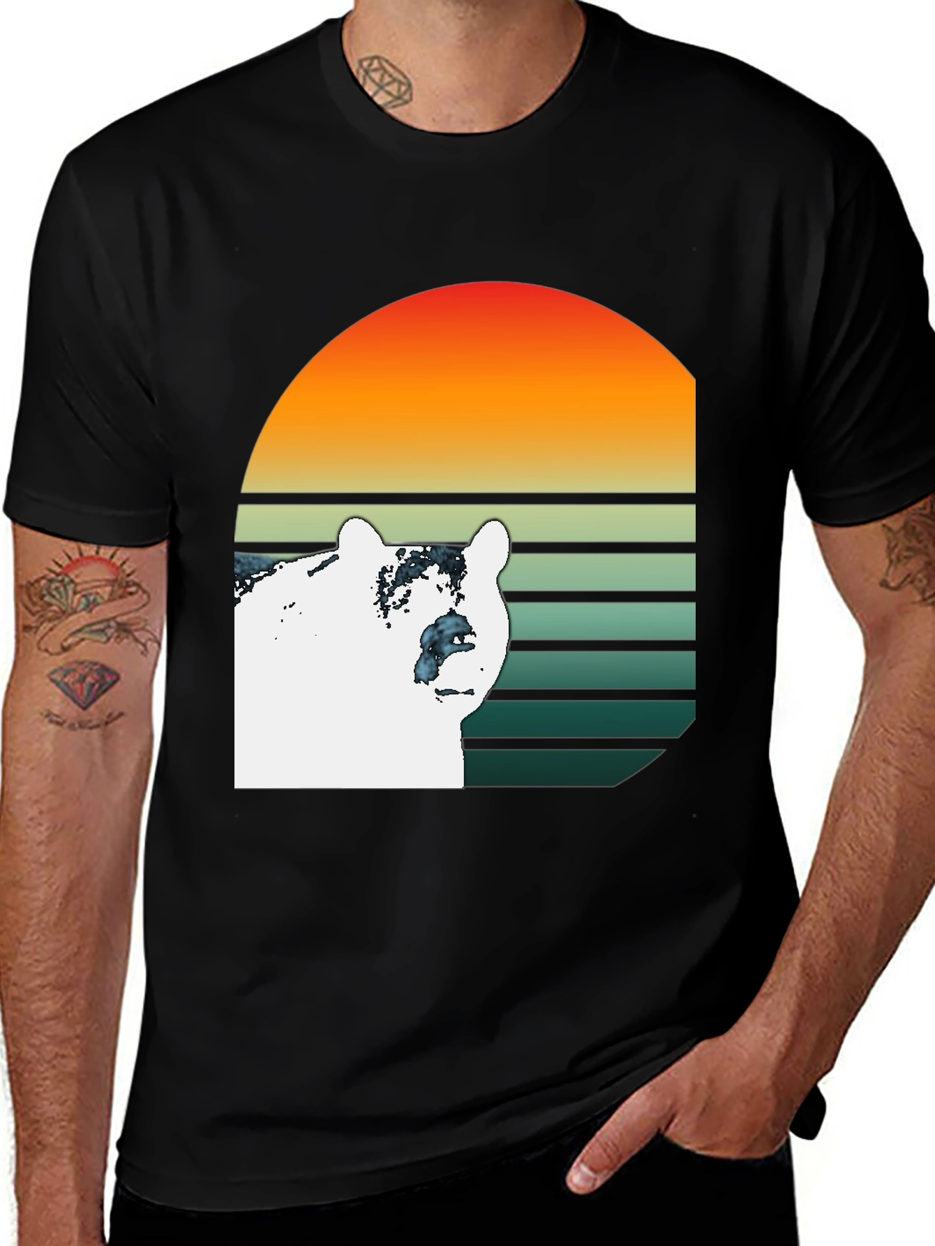 Variant 21 of Bear Sunset Graphic T-Shirt - Black