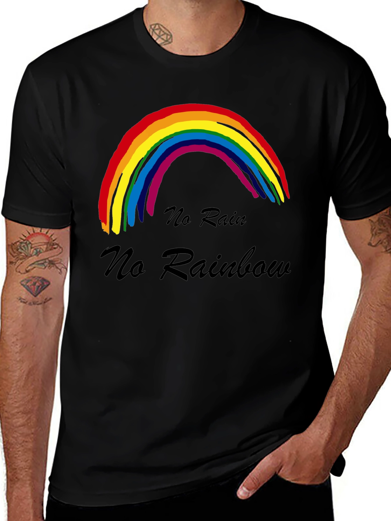 Variant 20 of No Rain No Rainbow T-Shirt Black Cotton