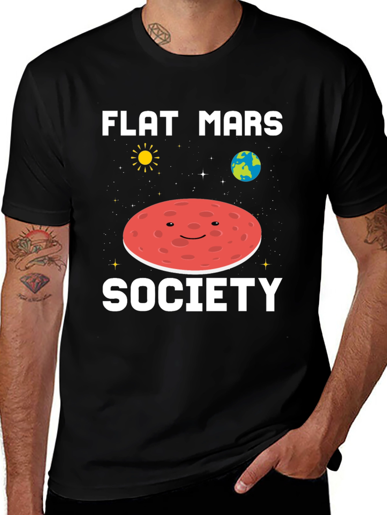 Flat Mars Society T-Shirt Funny Space Conspiracy Tee