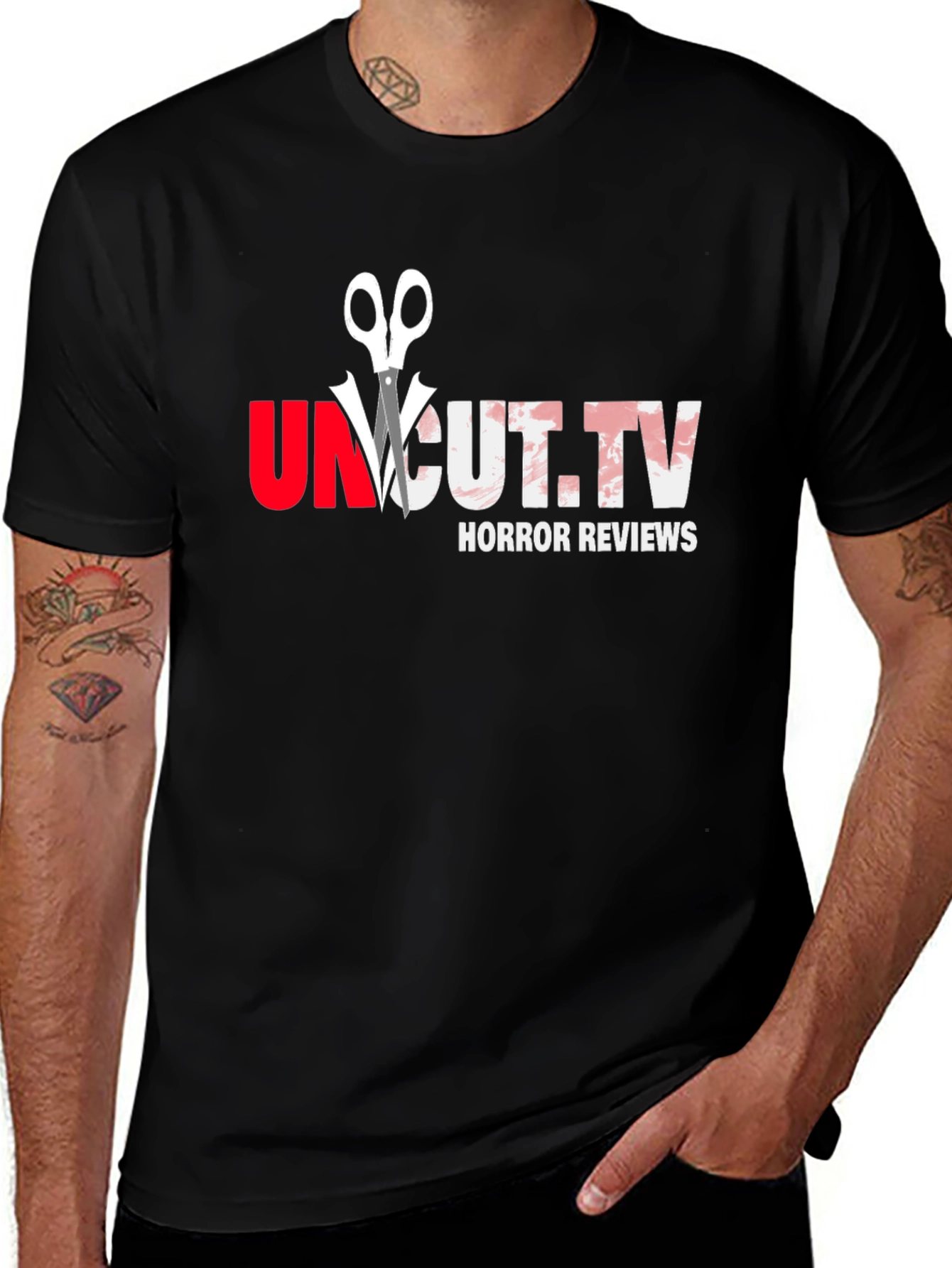 Variant 5 of Uncut.TV Horror Reviews Black Graphic T-Shirt