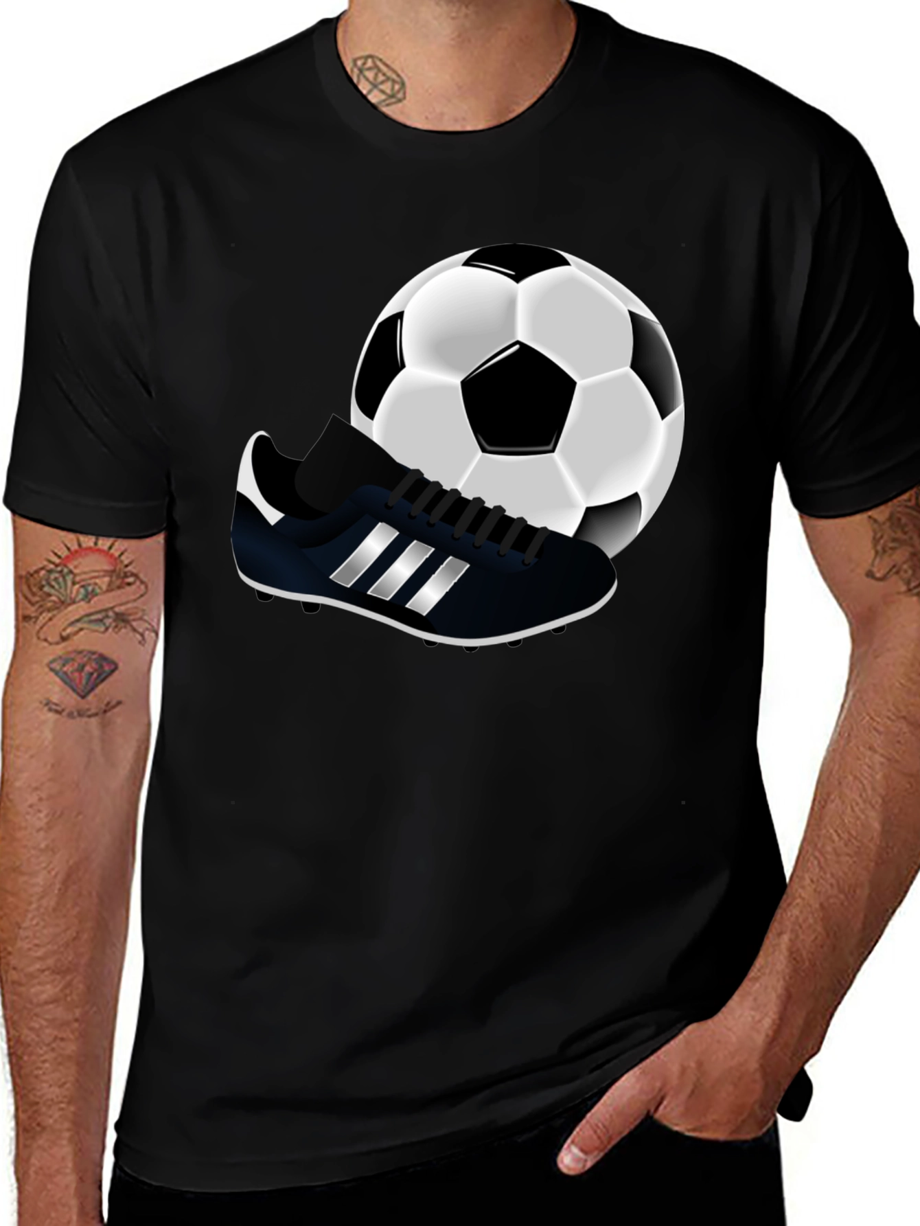 Variant 13 of Soccer Ball & Shoe Graphic T-Shirt - Black