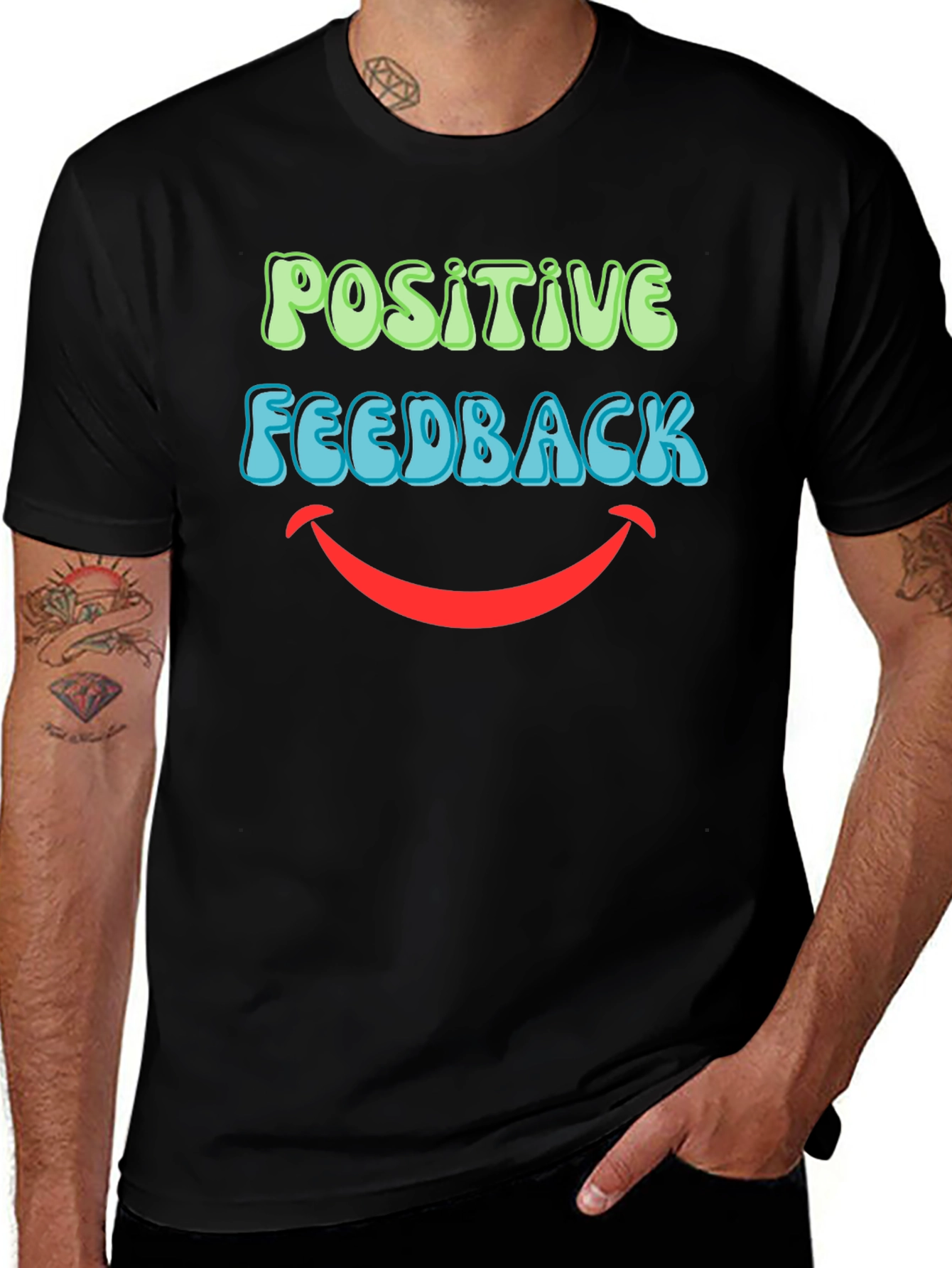 Variant 4 of Positive Feedback Graphic T-Shirt - Black