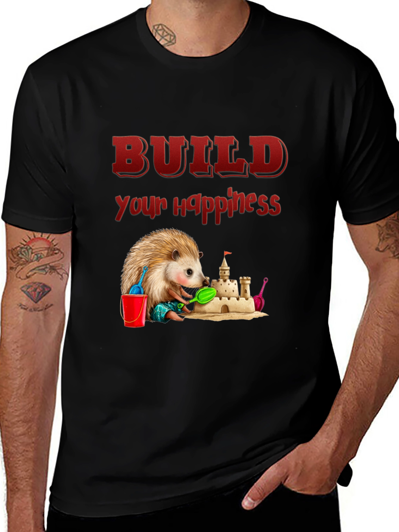 Variant 22 of Build Your Happiness Hedgehog T-Shirt