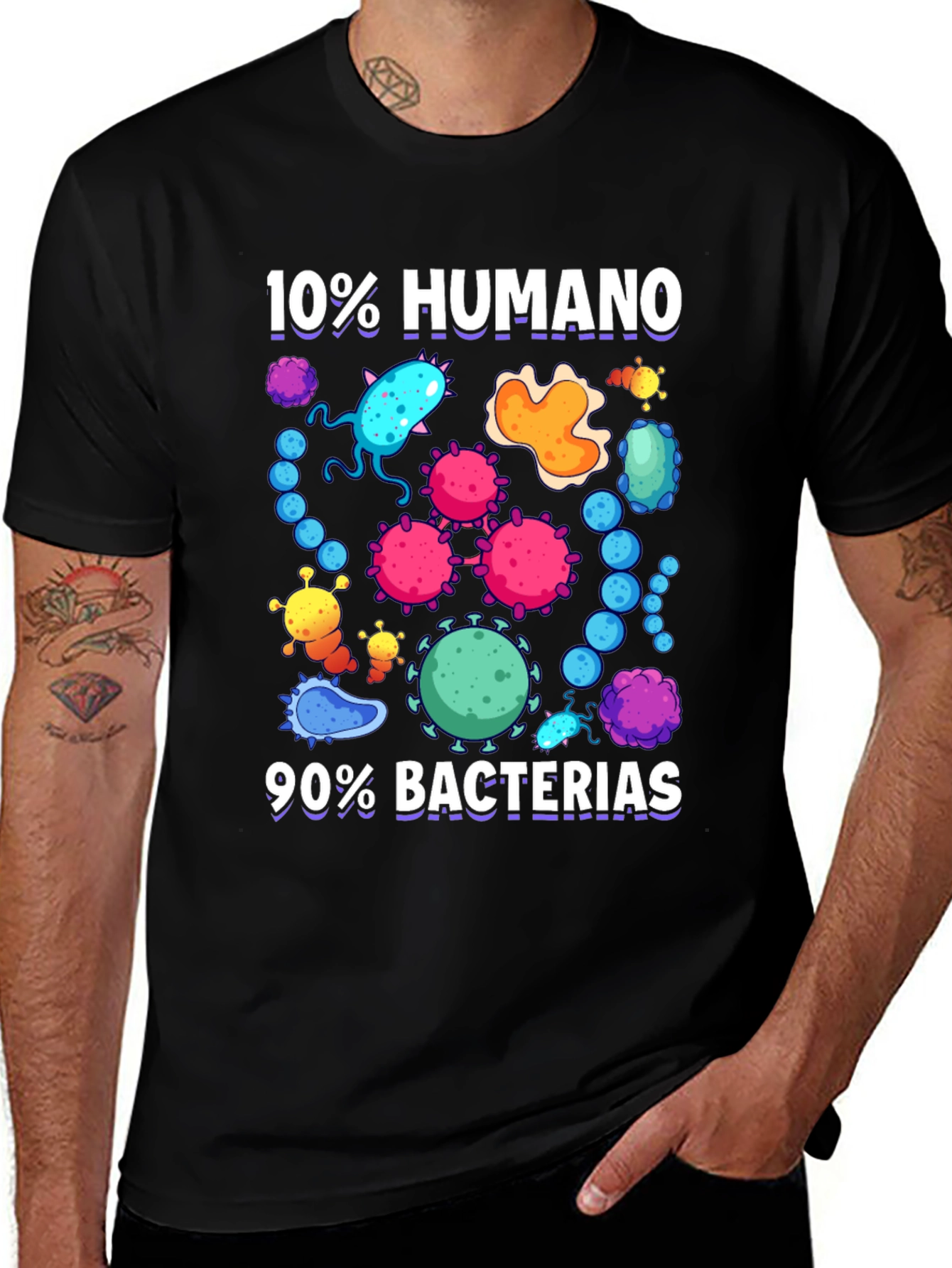 Variant 25 of Funny 10% Humano 90% Bacterias Graphic T-Shirt