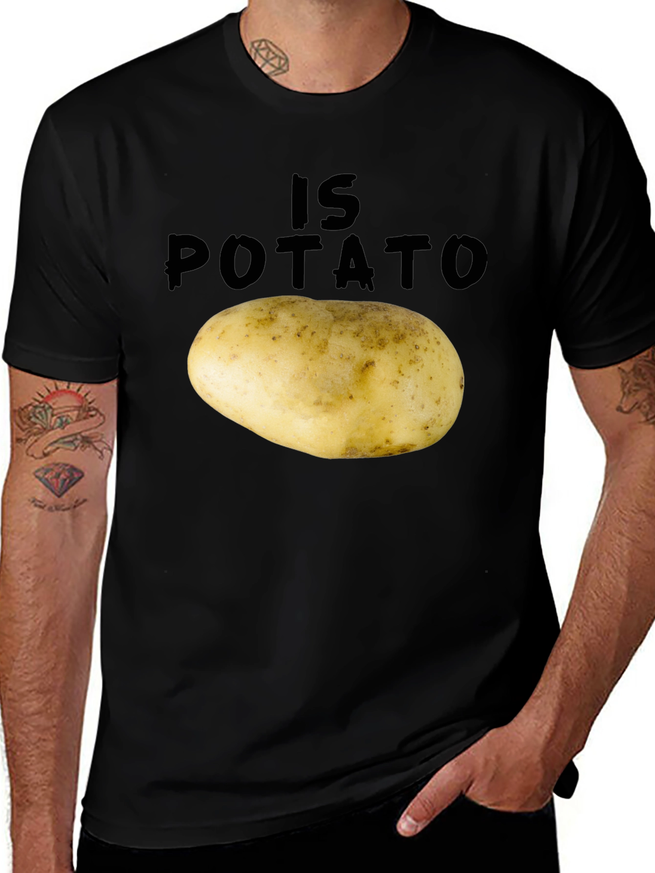 Variant 23 of Funny "Is Potato" Graphic Tee - Black