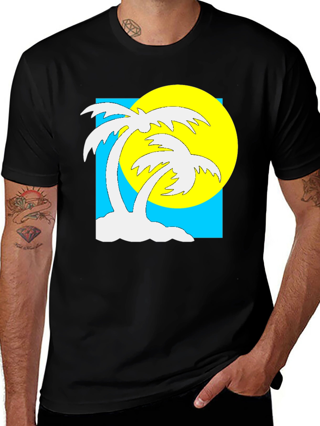 Variant 28 of Tropical Palm Tree Graphic T-Shirt - Summer Vibes