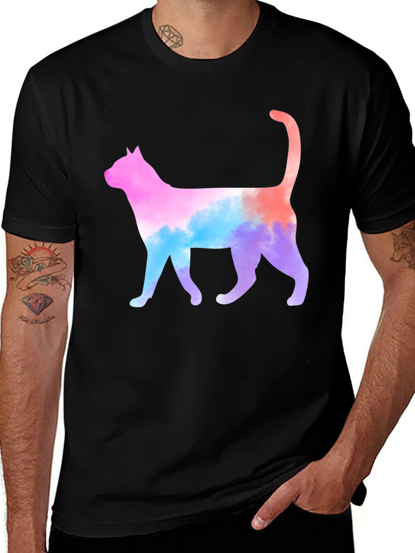 Variant 2 of Watercolor Cat Graphic Tee - Unisex Soft Cotton T-Shirt