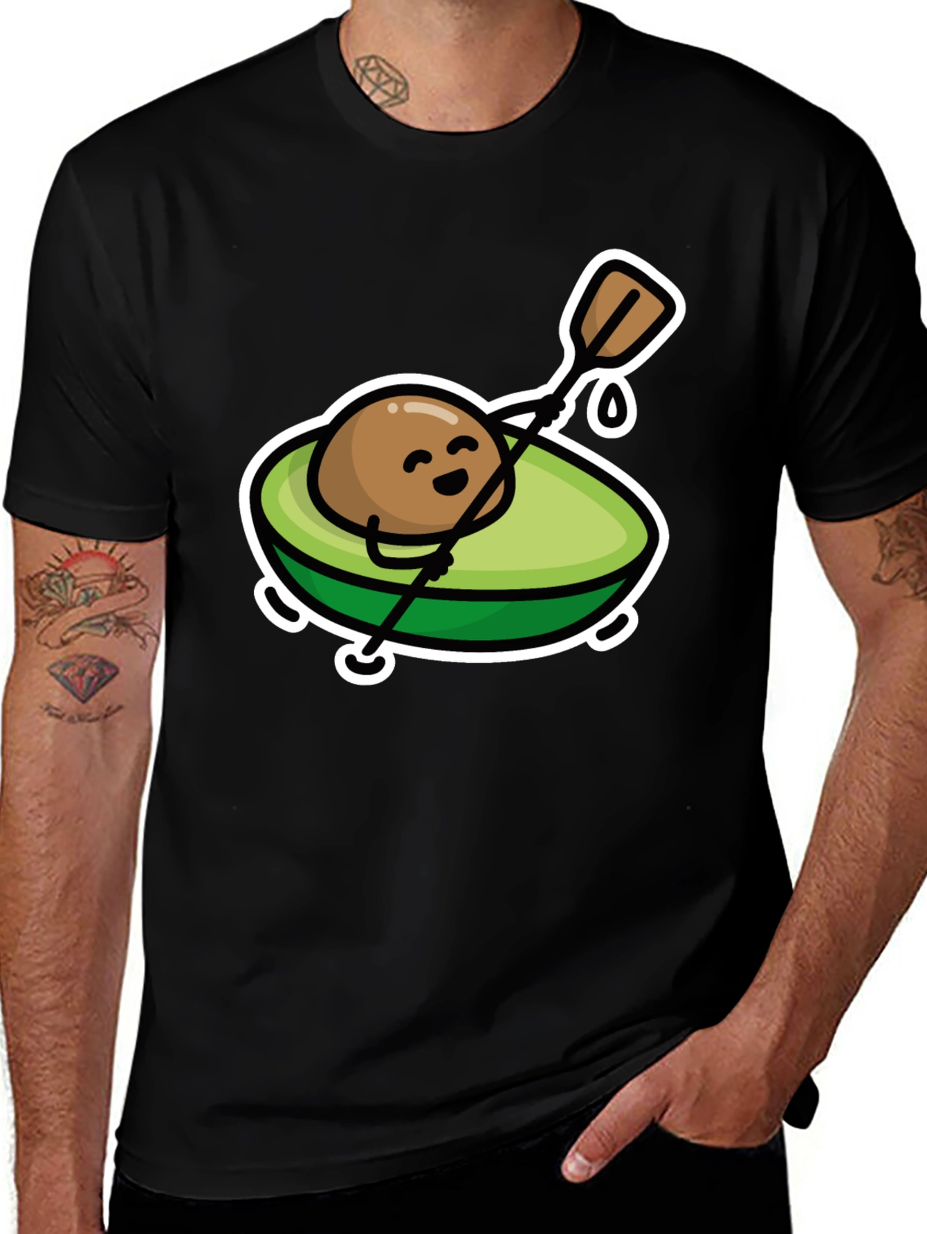 Variant 27 of Avocado Kayak T-Shirt - Black Crew Neck Tee