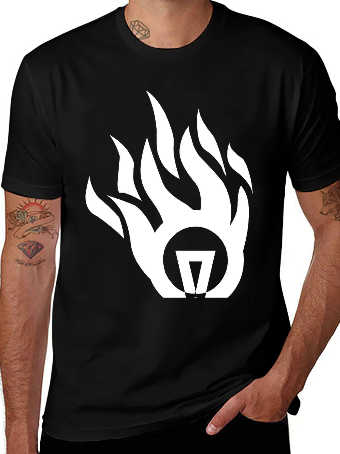Variant 18 of Bold Graphic Tee - White Fire Design