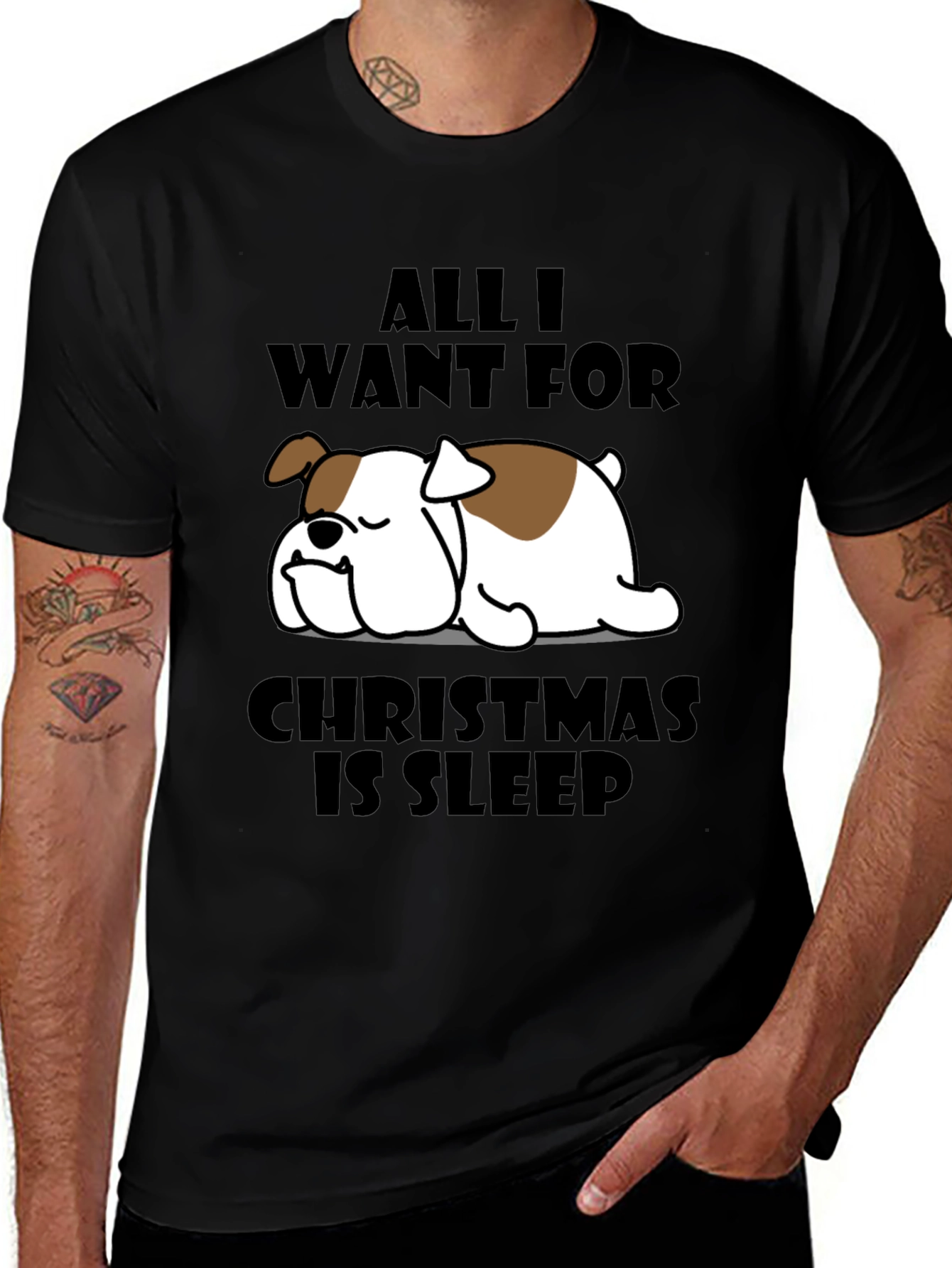 Variant 12 of All I Want For Christmas Is Sleep Bulldog T-Shirt