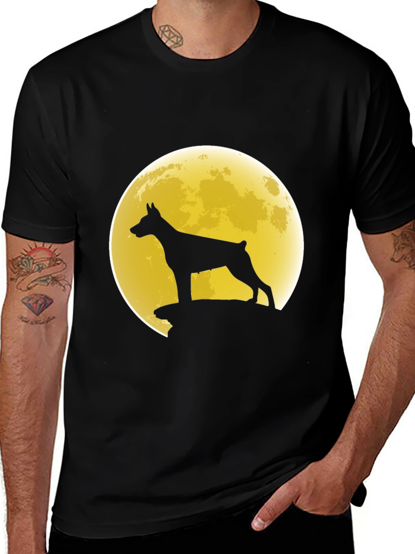 Variant 5 of Dog Silhouette Moon Graphic Tee