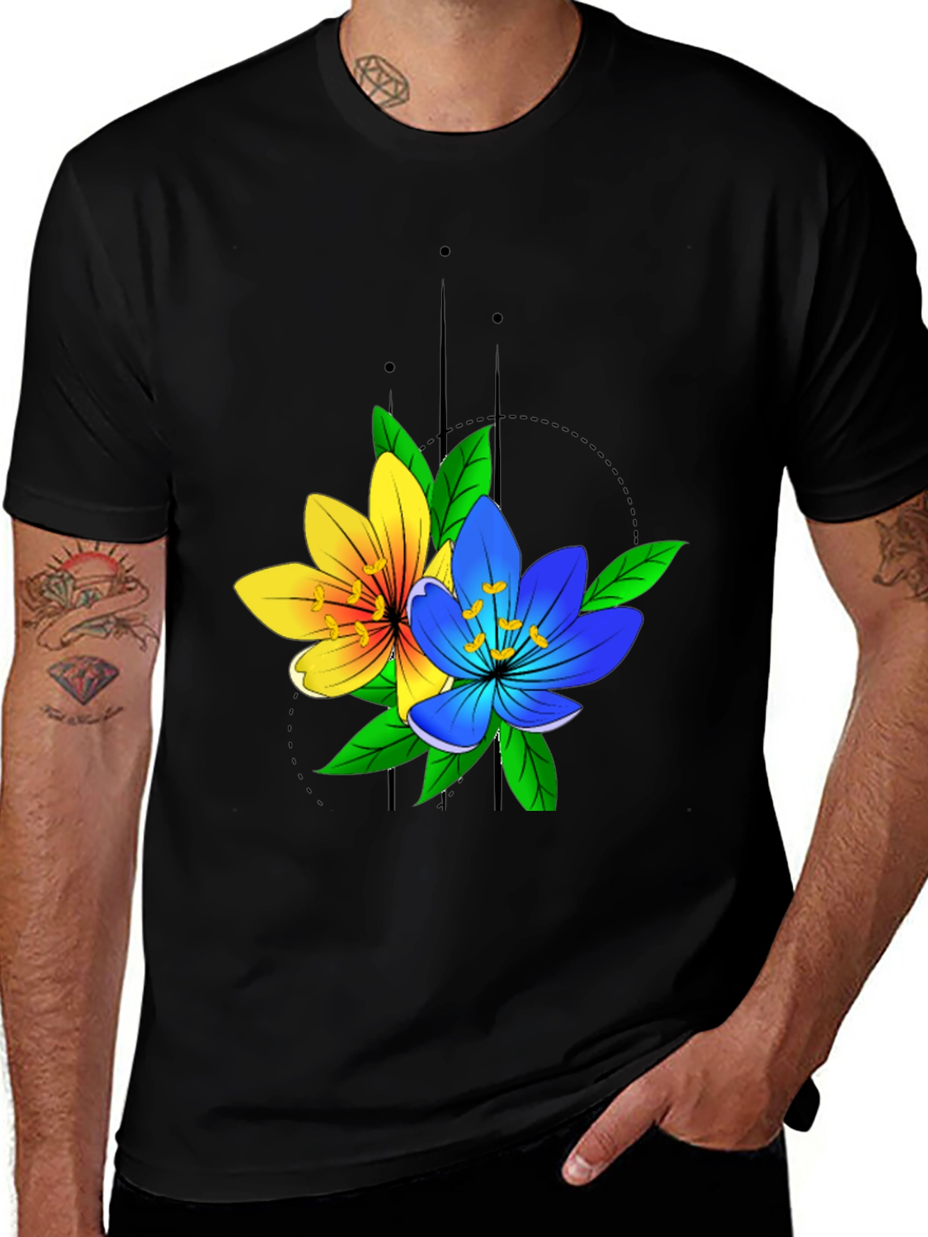 Variant 5 of Floral Graphic Black T-Shirt