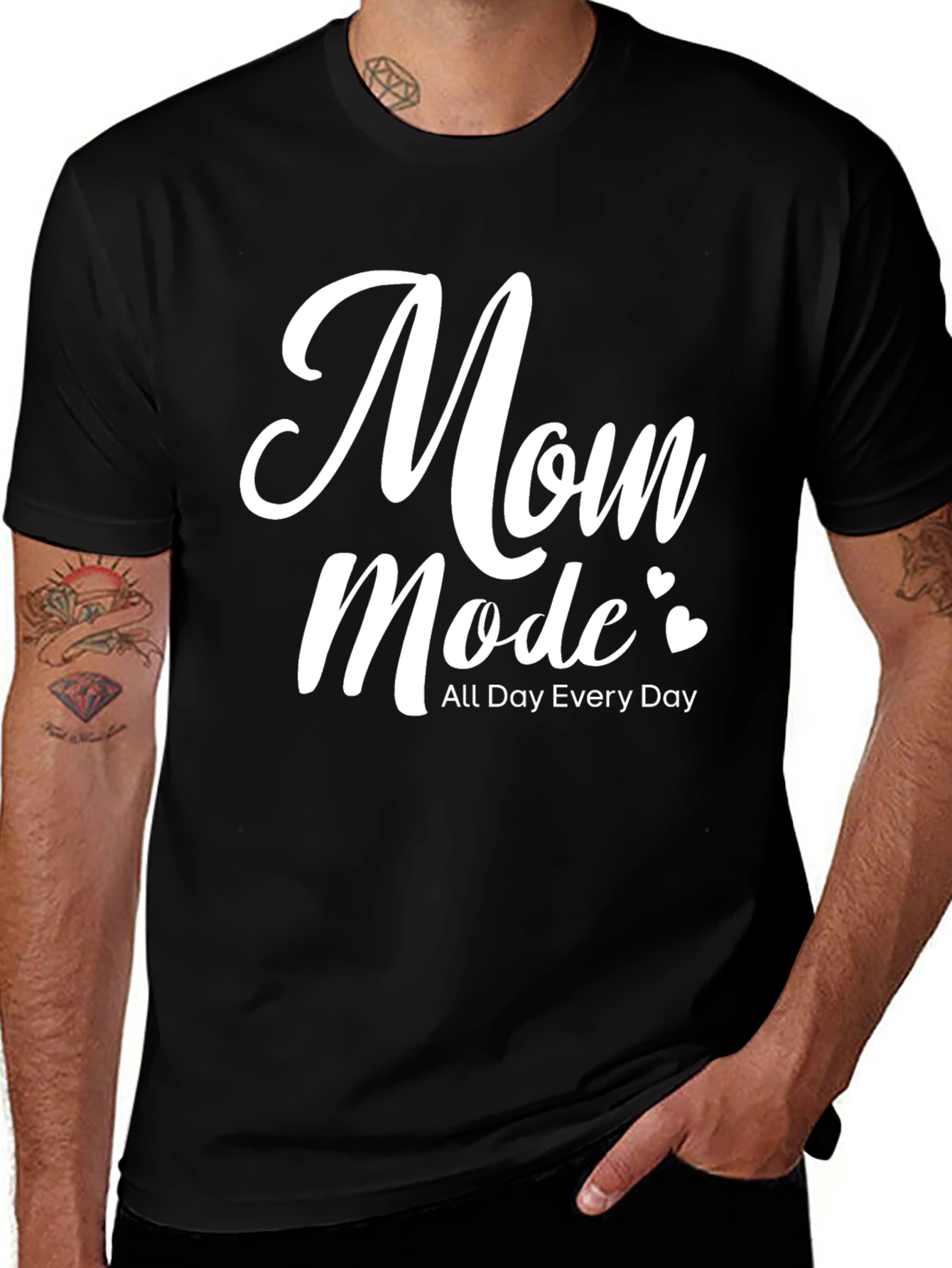 Variant 28 of Mom Mode All Day Every Day Black Tee
