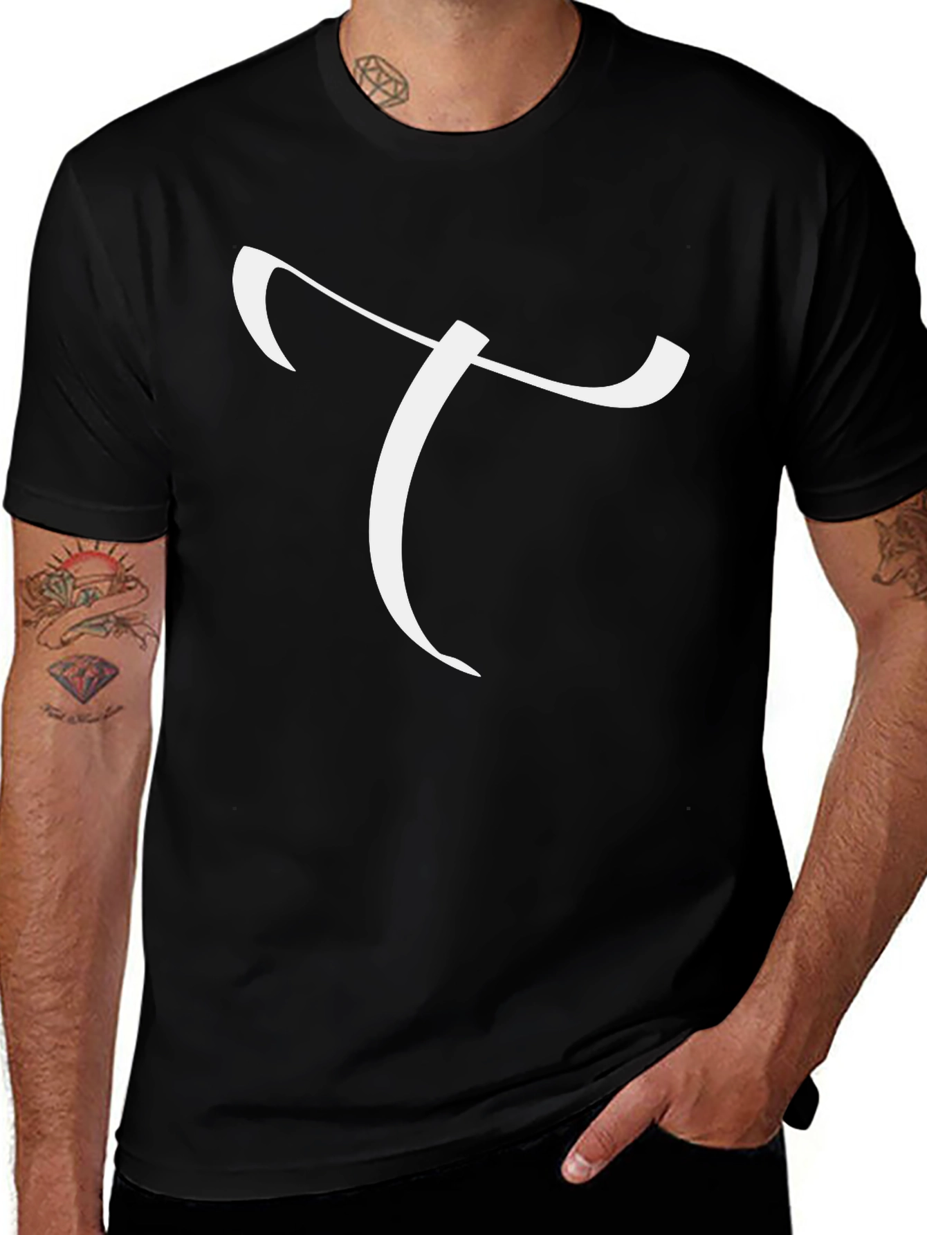 Variant 9 of Elegant Letter T Graphic Tee - Black