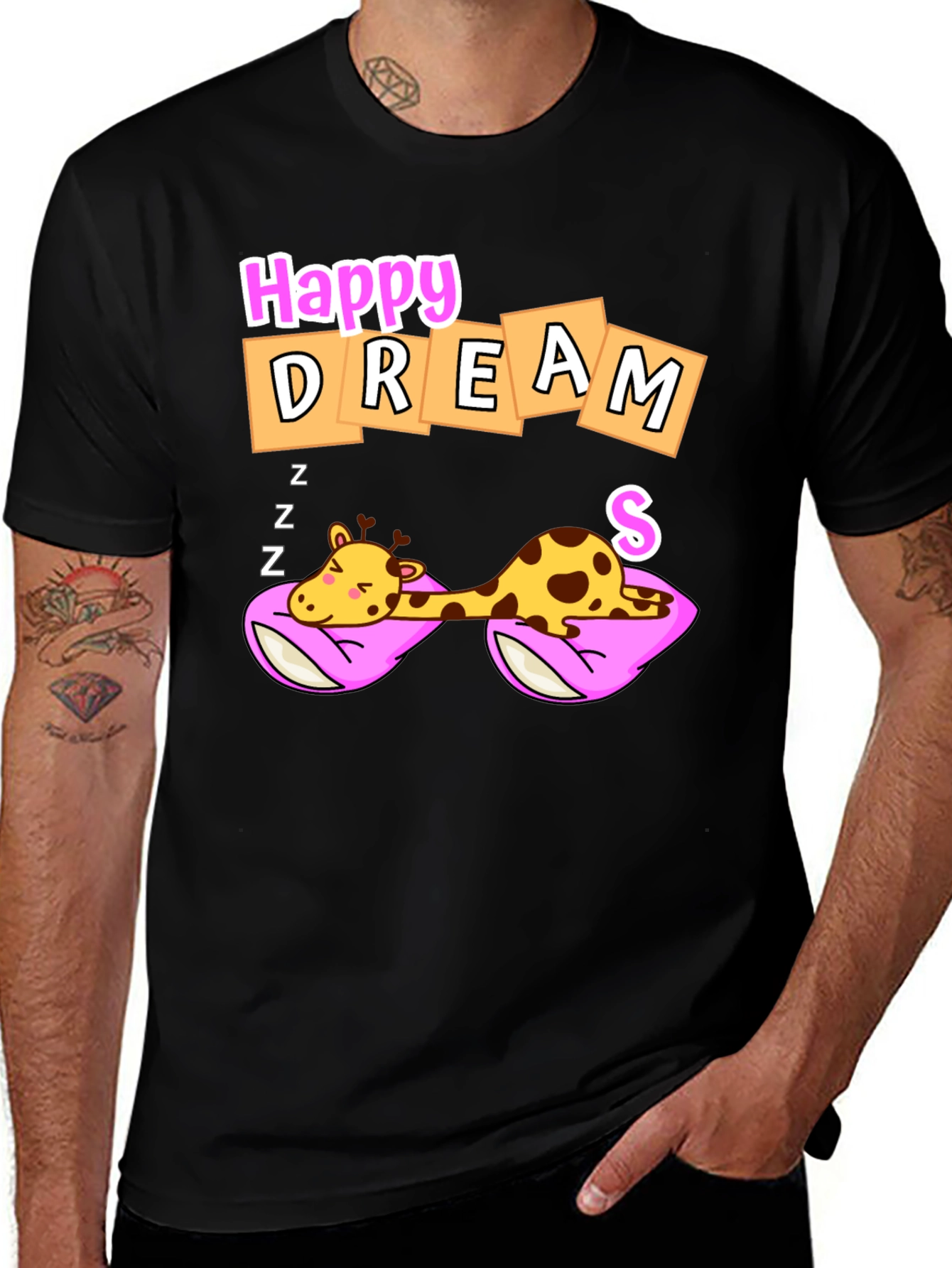 Variant 30 of Happy Dreams Giraffe Graphic Tee - Unisex