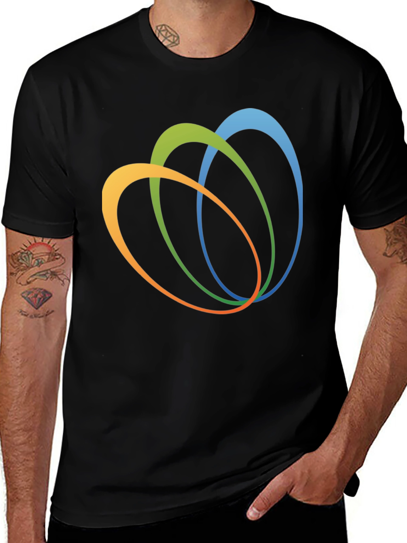 Variant 22 of Abstract Oval Design Black T-Shirt