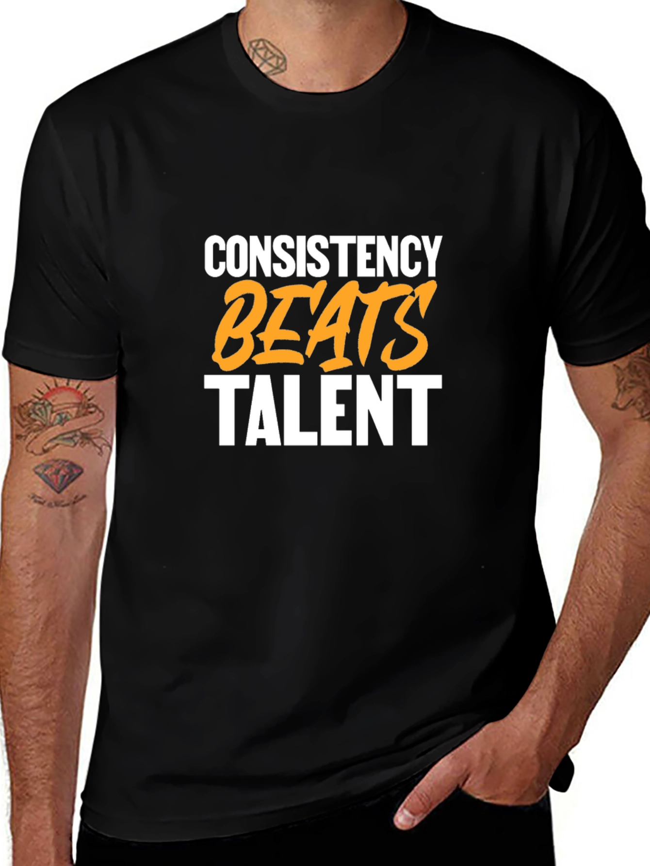 Variant 3 of Consistency Beats Talent Black T-Shirt