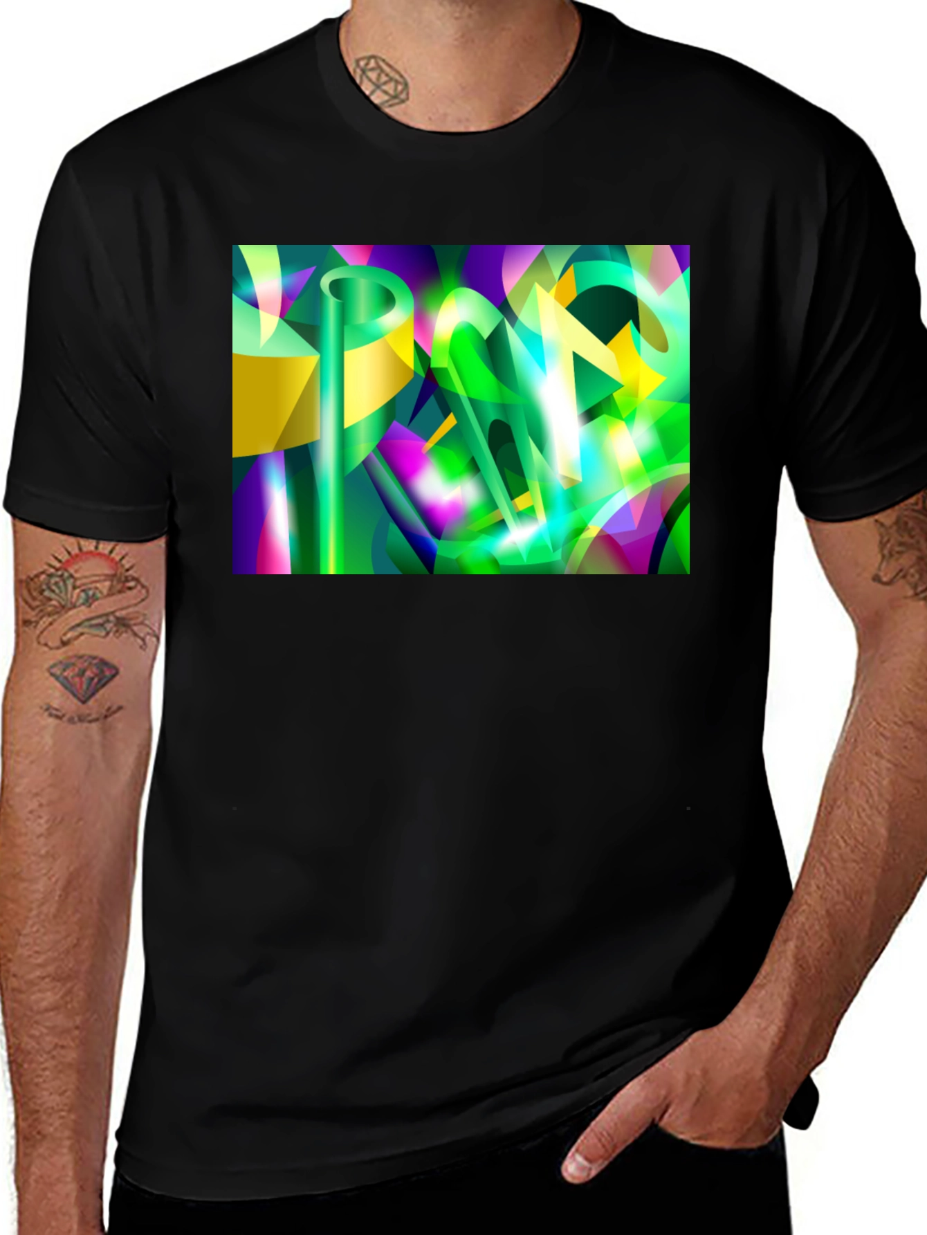 Variant 4 of Abstract Geometric Graphic Black T-Shirt