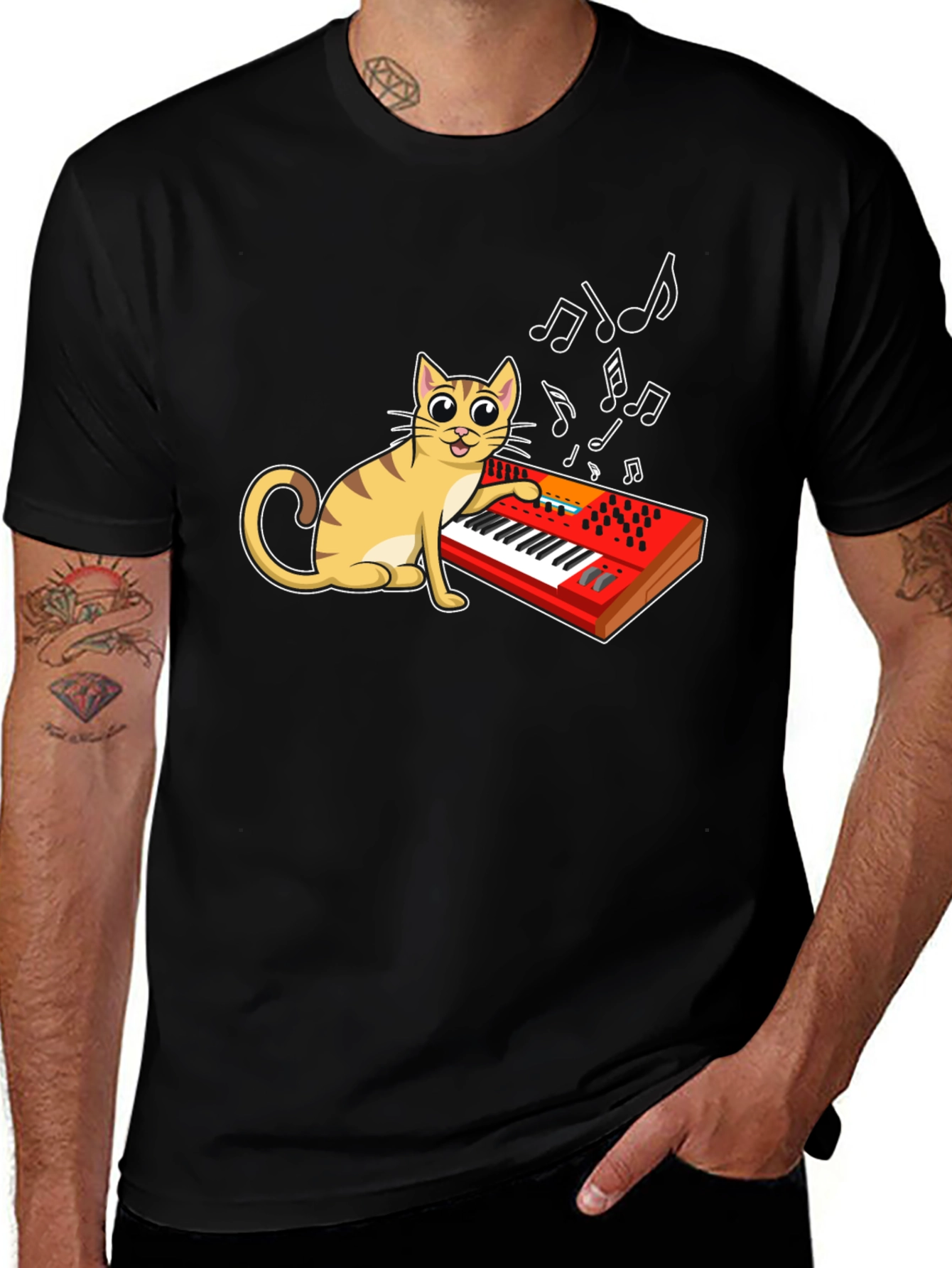 Variant 17 of Cat Playing Keyboard Graphic T-Shirt