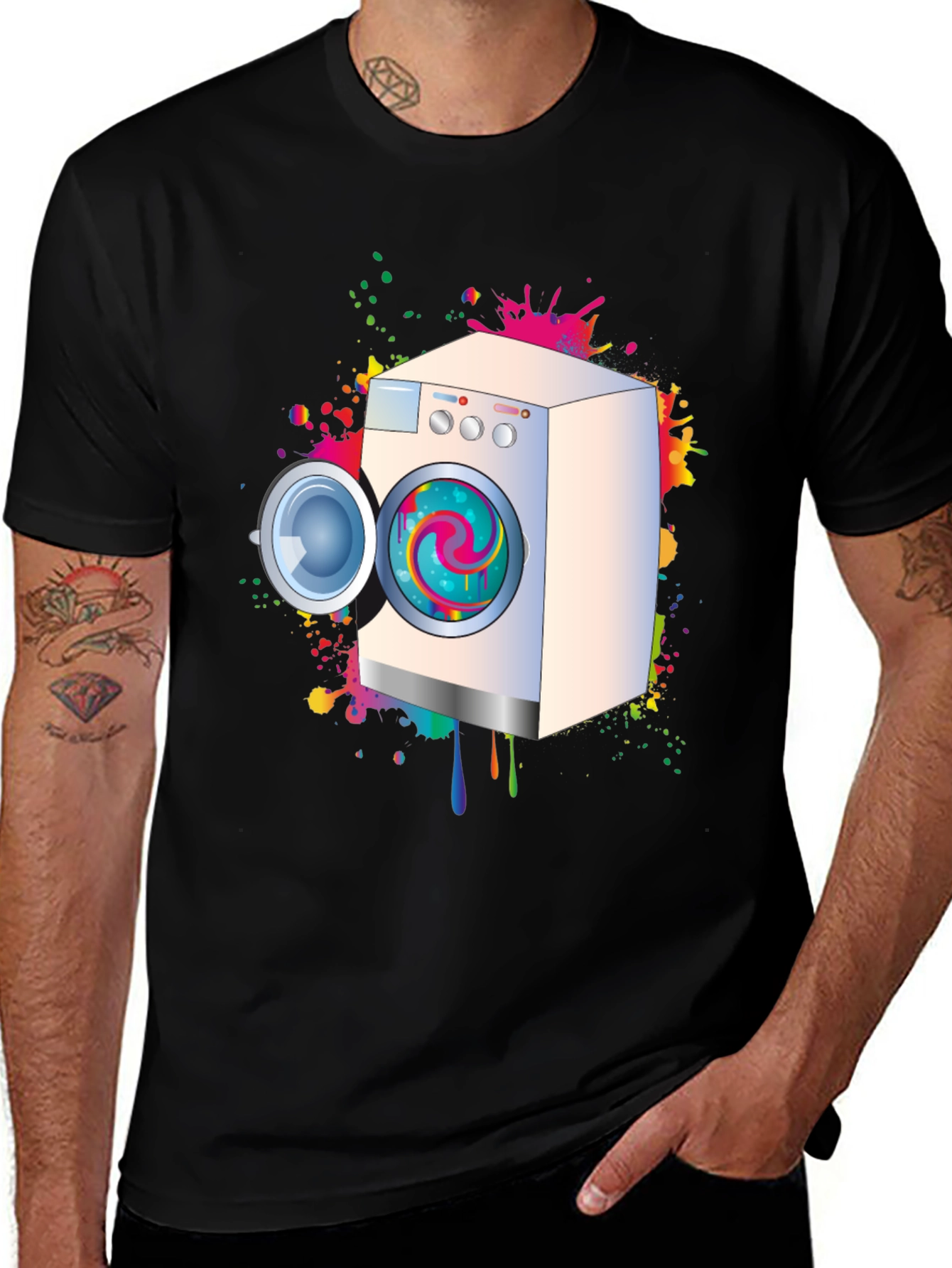Variant 9 of Colorful Washing Machine Graphic Tee - Modern Style