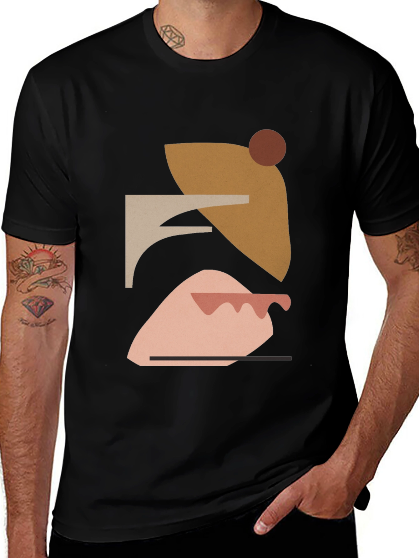 Variant 20 of Abstract Geometric Art Men's Black T-Shirt