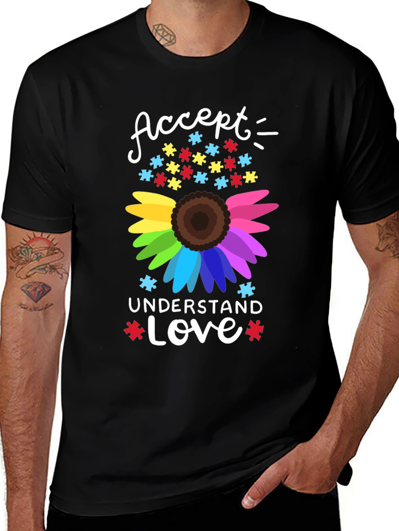 Variant 14 of Autism Awareness Sunflower Graphic T-Shirt