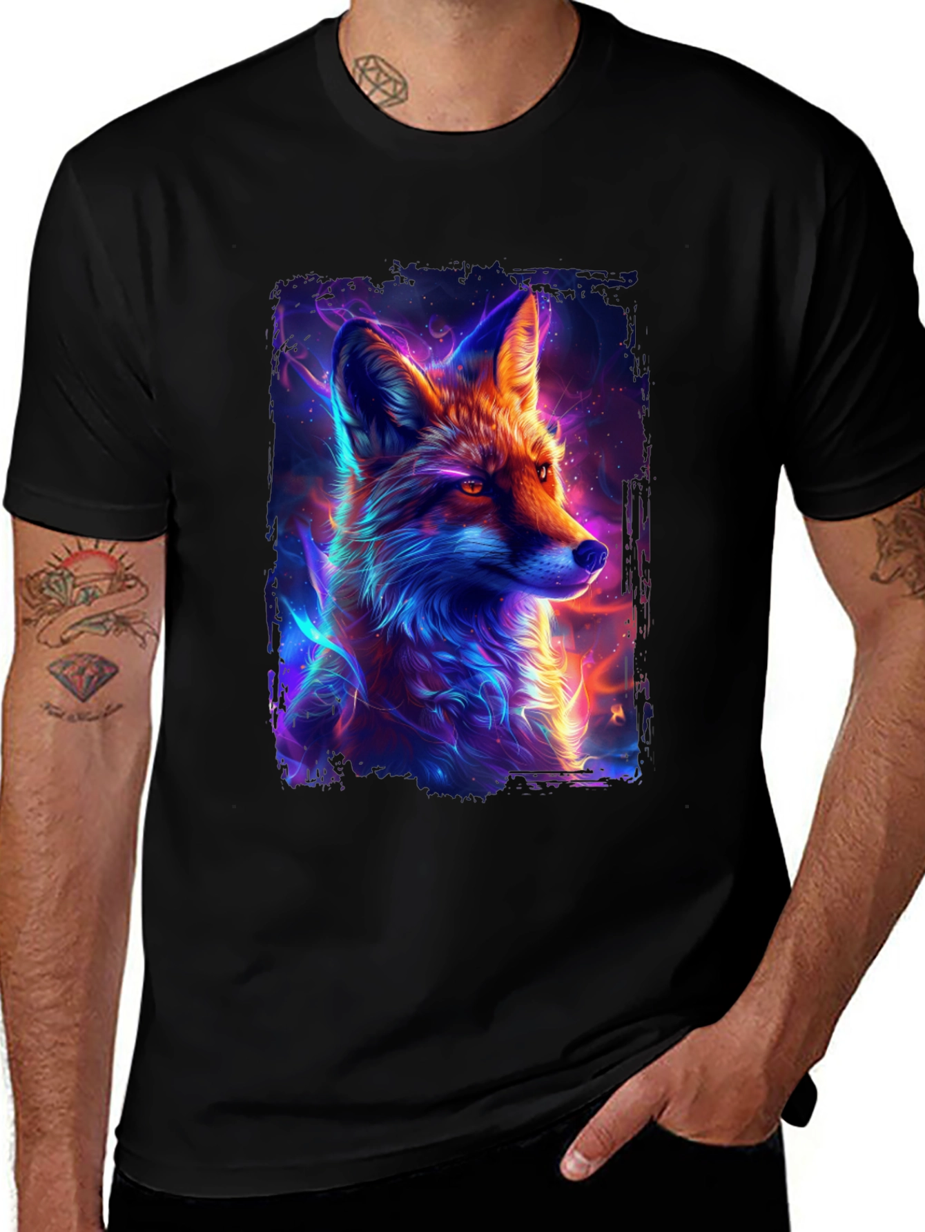 Variant 2 of Neon Fox Graphic Print T-Shirt
